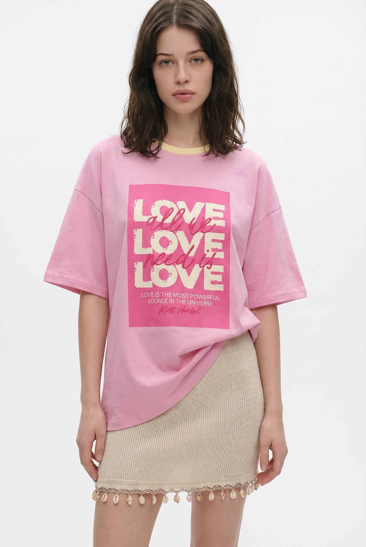 Quzu Baskı Detaylı T-shirt Pembe