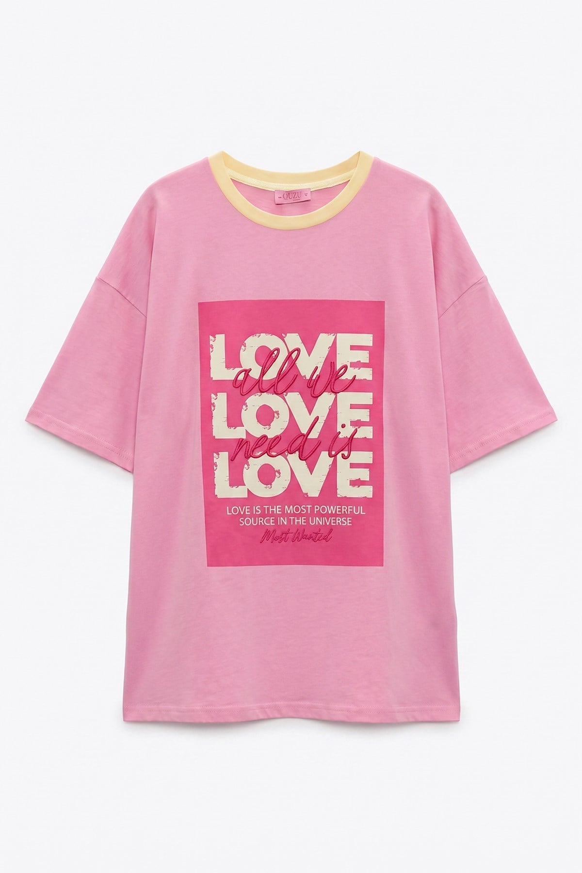 Quzu Baskı Detaylı T-shirt Pembe