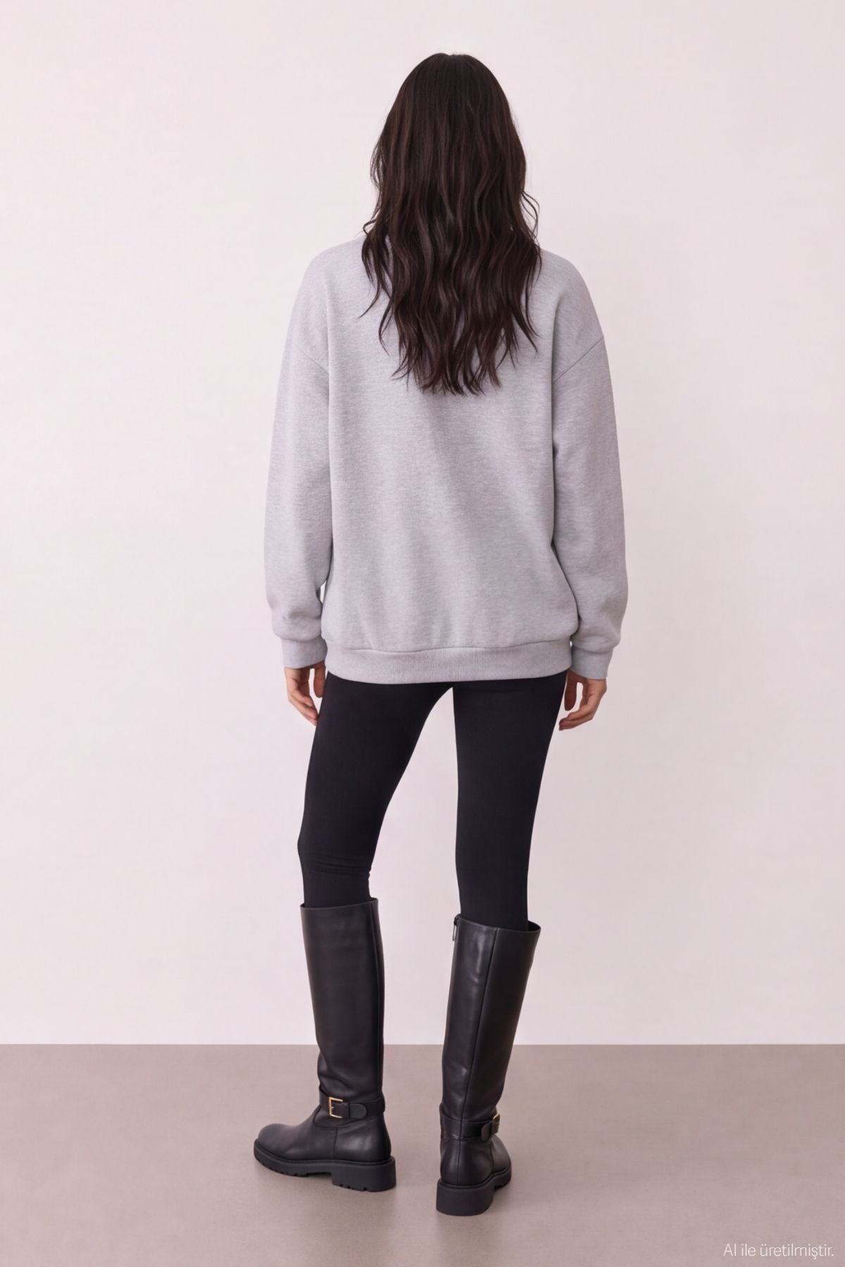 Quzu Baskı Nakış Detaylı Sweatshirt Karmelanj