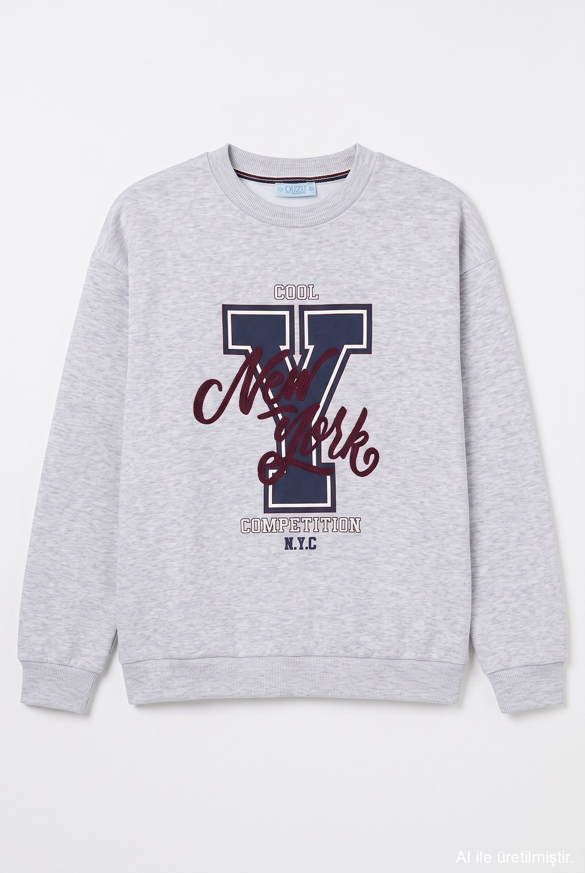 Quzu Baskı Nakış Detaylı Sweatshirt Karmelanj