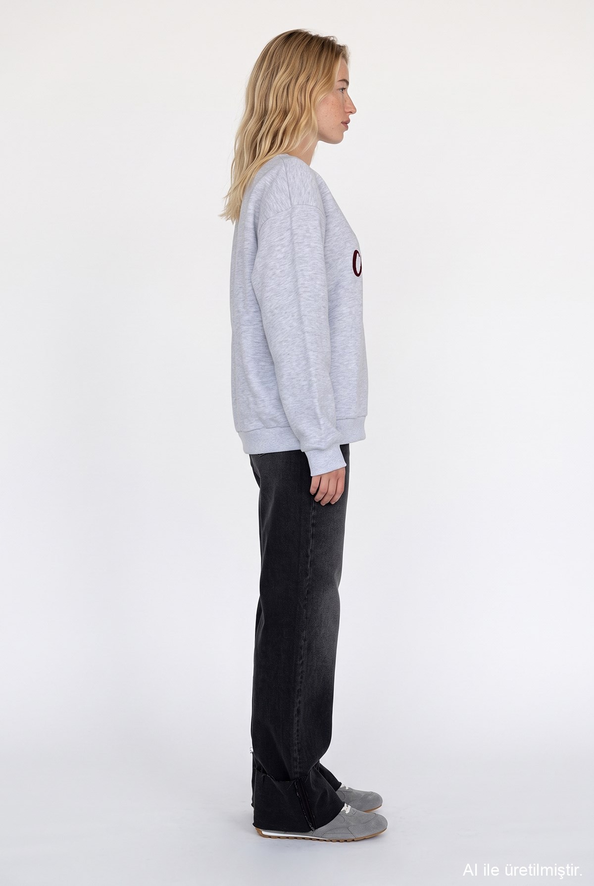 Quzu Baskı Nakış Detaylı Sweatshirt Karmelanj