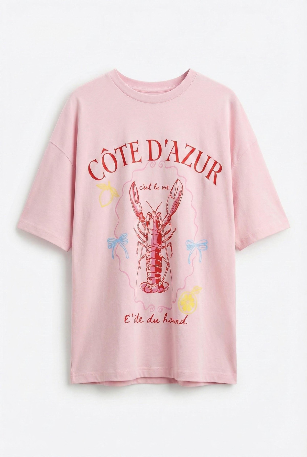 Quzu Baskı Nakış Detaylı T-shirt Pembe