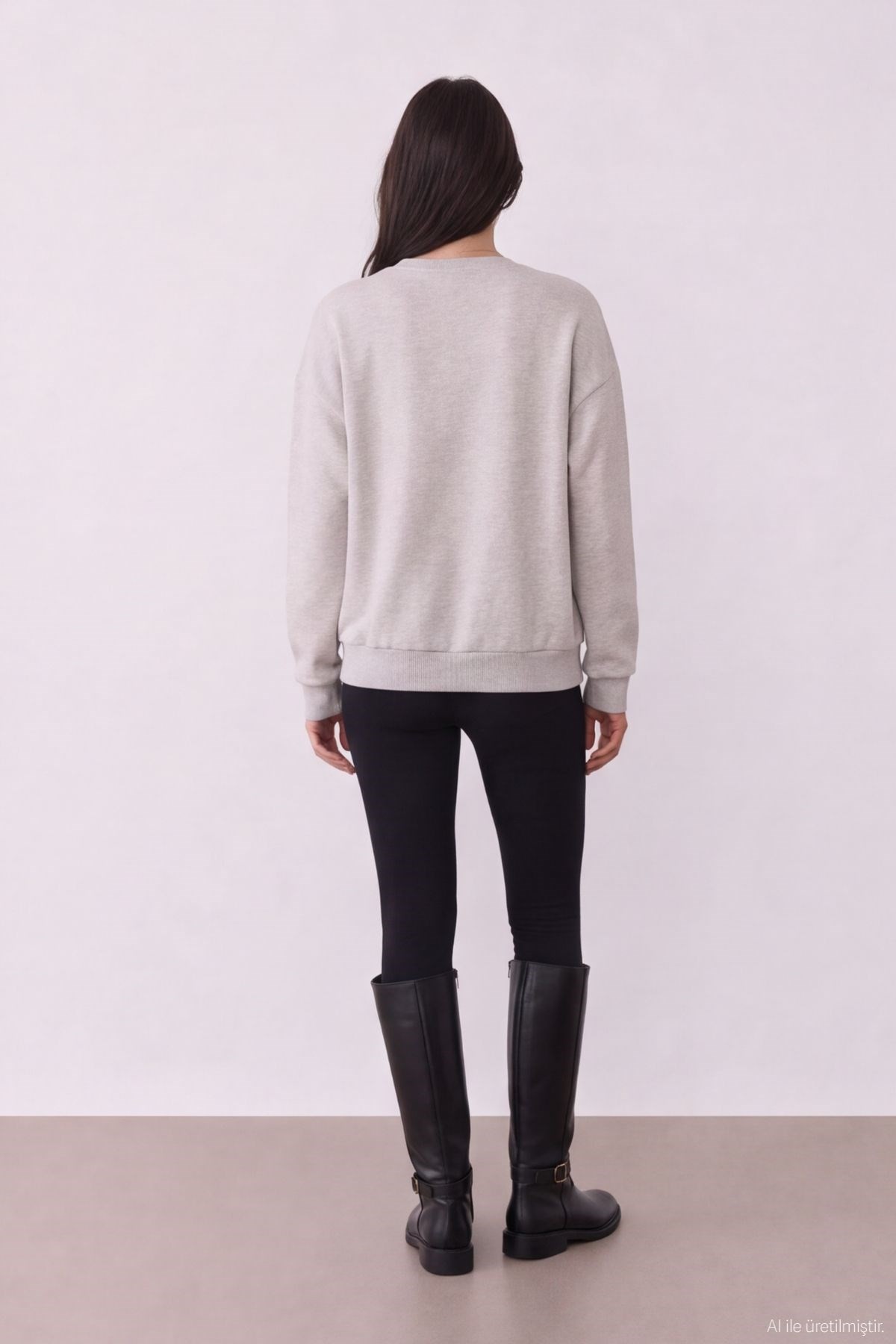 Quzu Baskı Ve Nakış Detaylı Sweatshirt Bejmelanj
