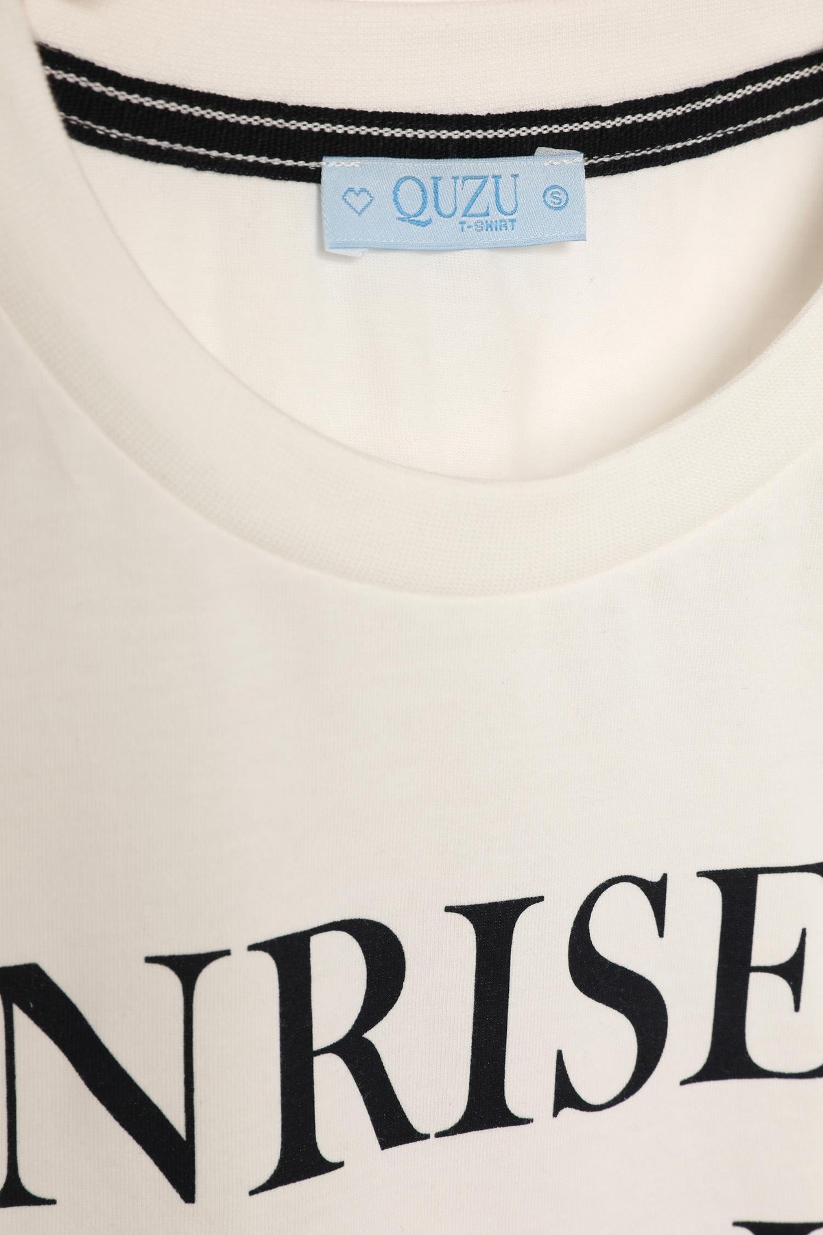Quzu Baskı ve Tiktak Detaylı T-shirt Ekru