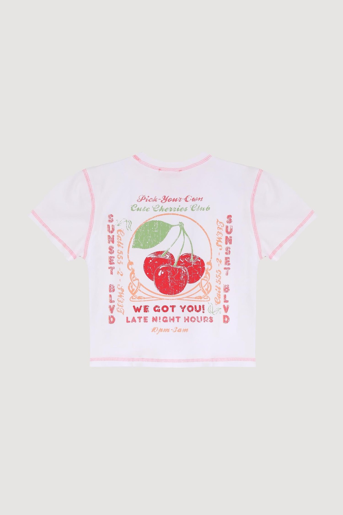 Quzu Baskılı Dikiş Detaylı T-shirt Beyaz
