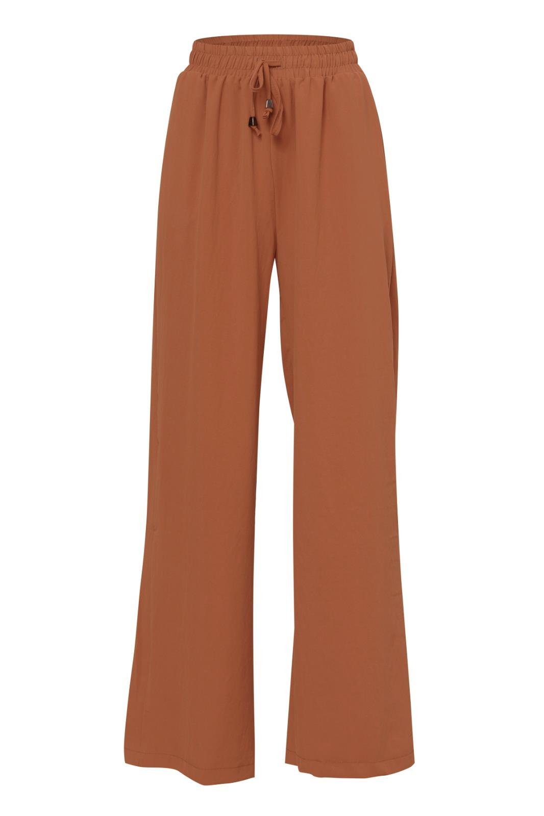 Quzu Beli Lastikli Bol Paça Pantolon Kahve