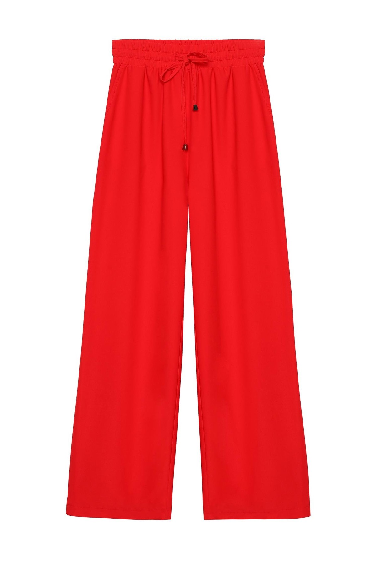Quzu Beli Lastikli Bol Paça Pantolon Kırmızı