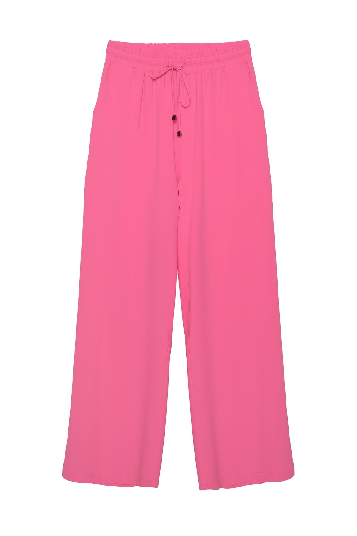 Quzu Beli Lastikli Bol Paça Pantolon Pembe