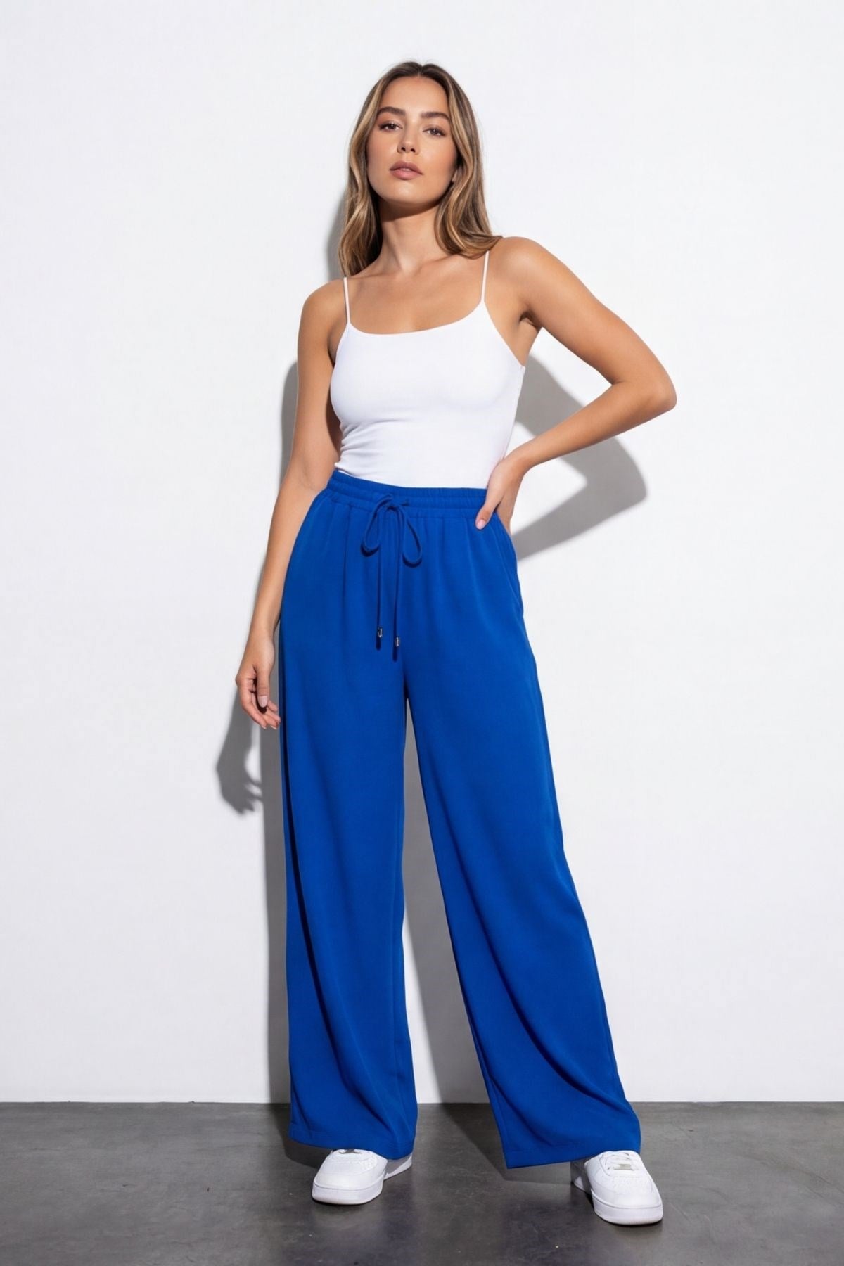 Quzu Beli Lastikli Bol Paça Pantolon Sax