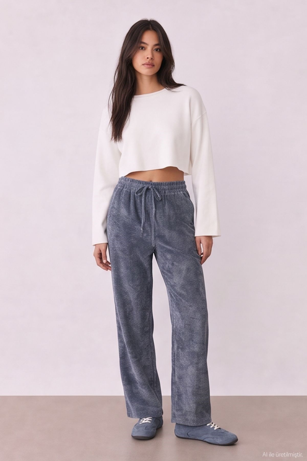 Quzu Elastic Waist Trousers Anthracite