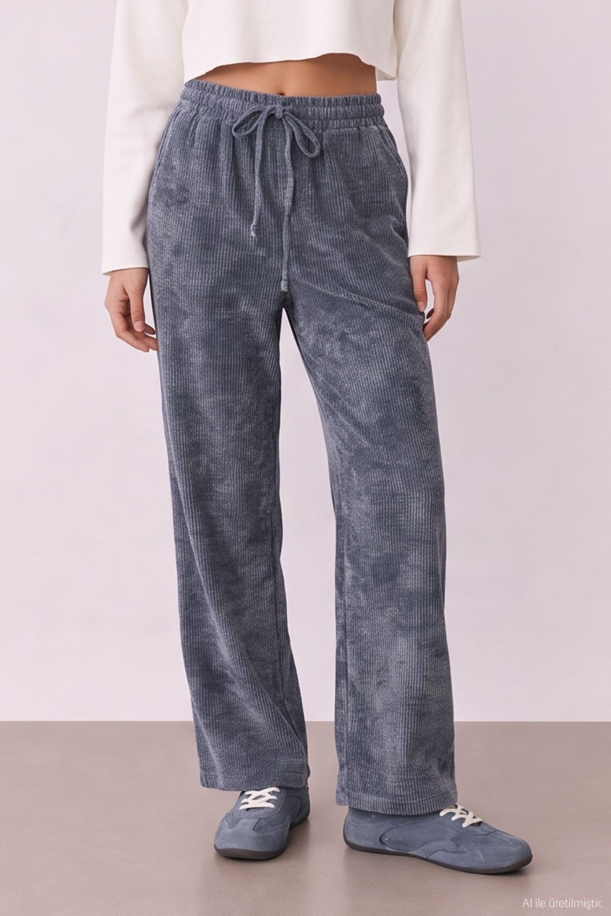 Quzu Elastic Waist Trousers Anthracite