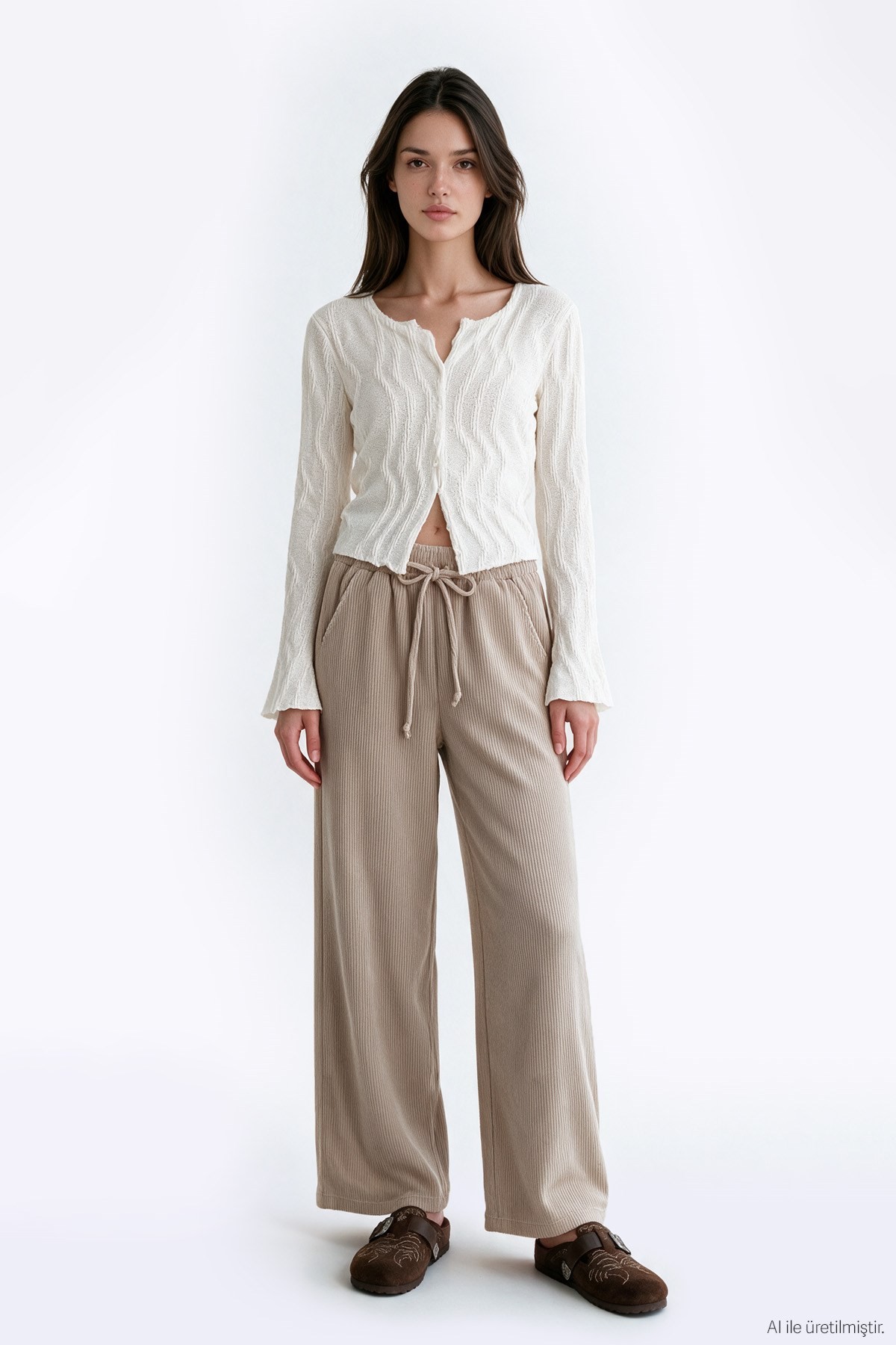 Quzu Elastic Waist Pants Camel