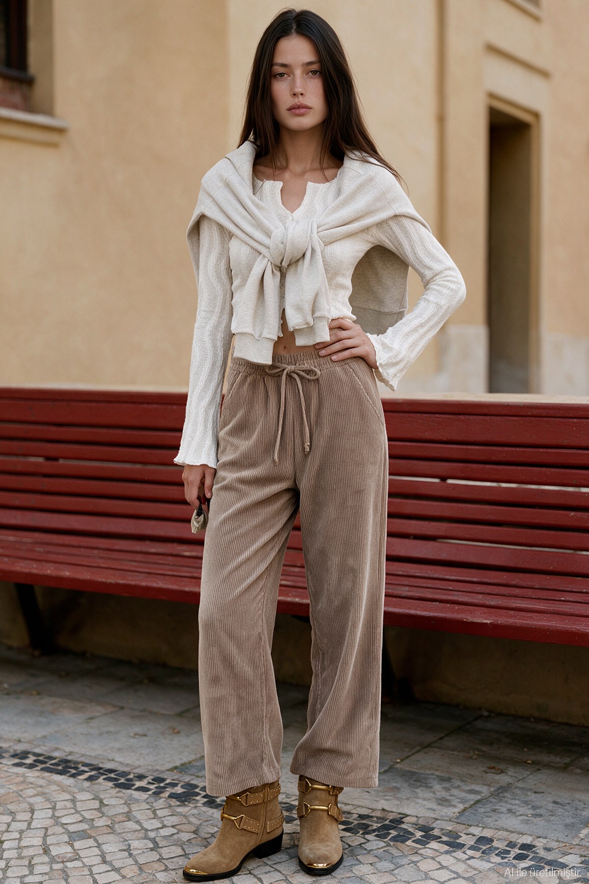 Quzu Elastic Waist Pants Camel