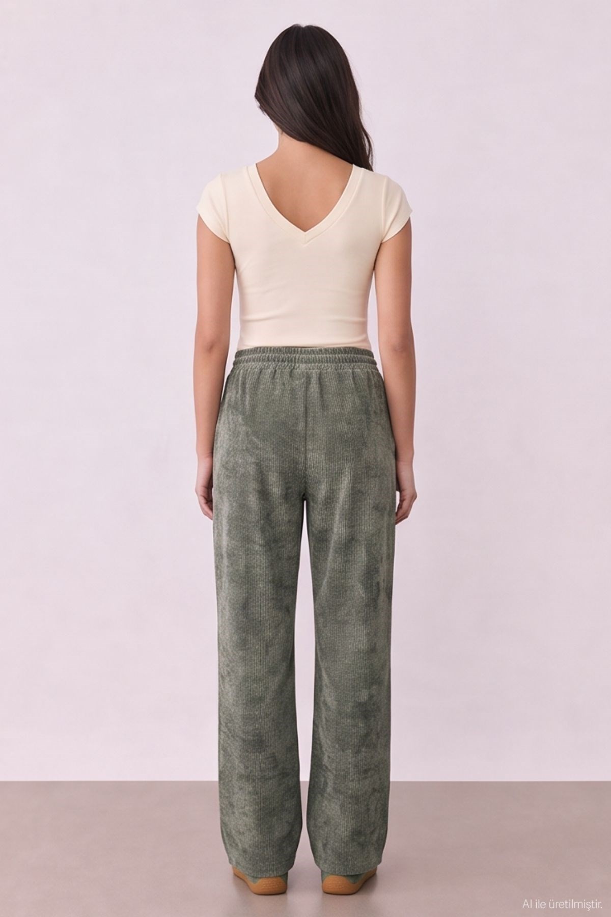 Quzu Elastic Waist Trousers Khaki