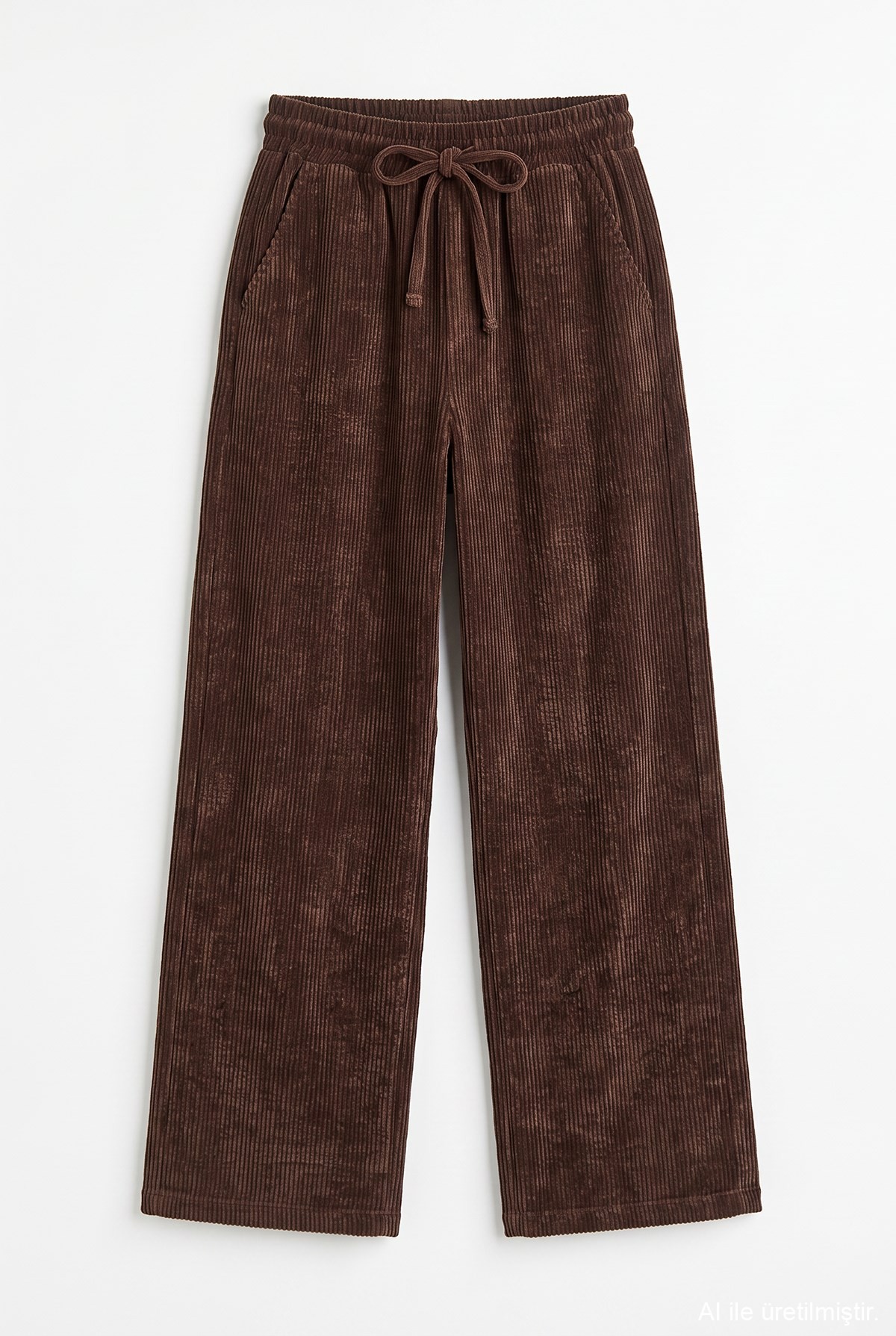 Quzu Elastic Waist Trousers Brown