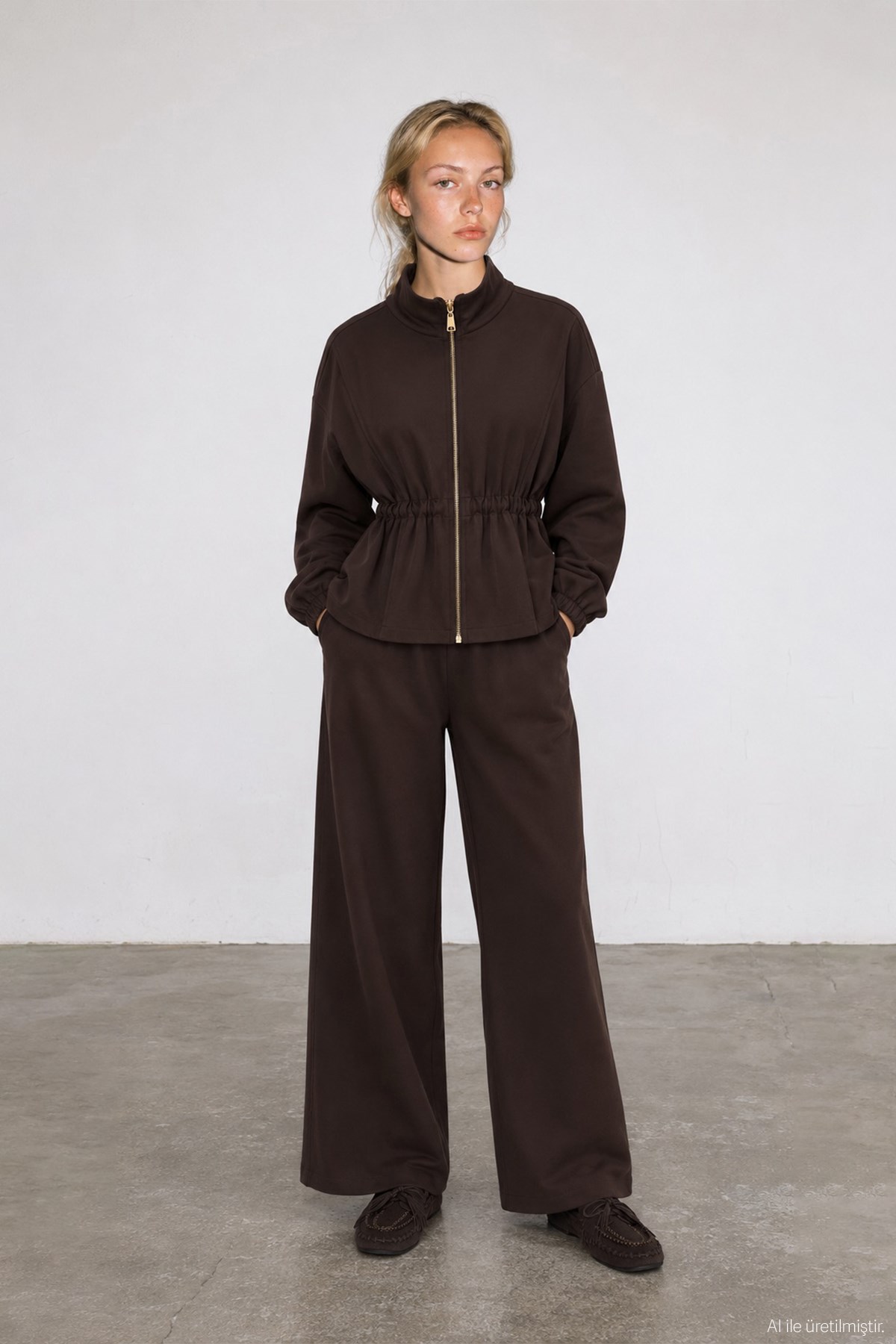 Quzu Beli Lastikli Pantolon Kahve