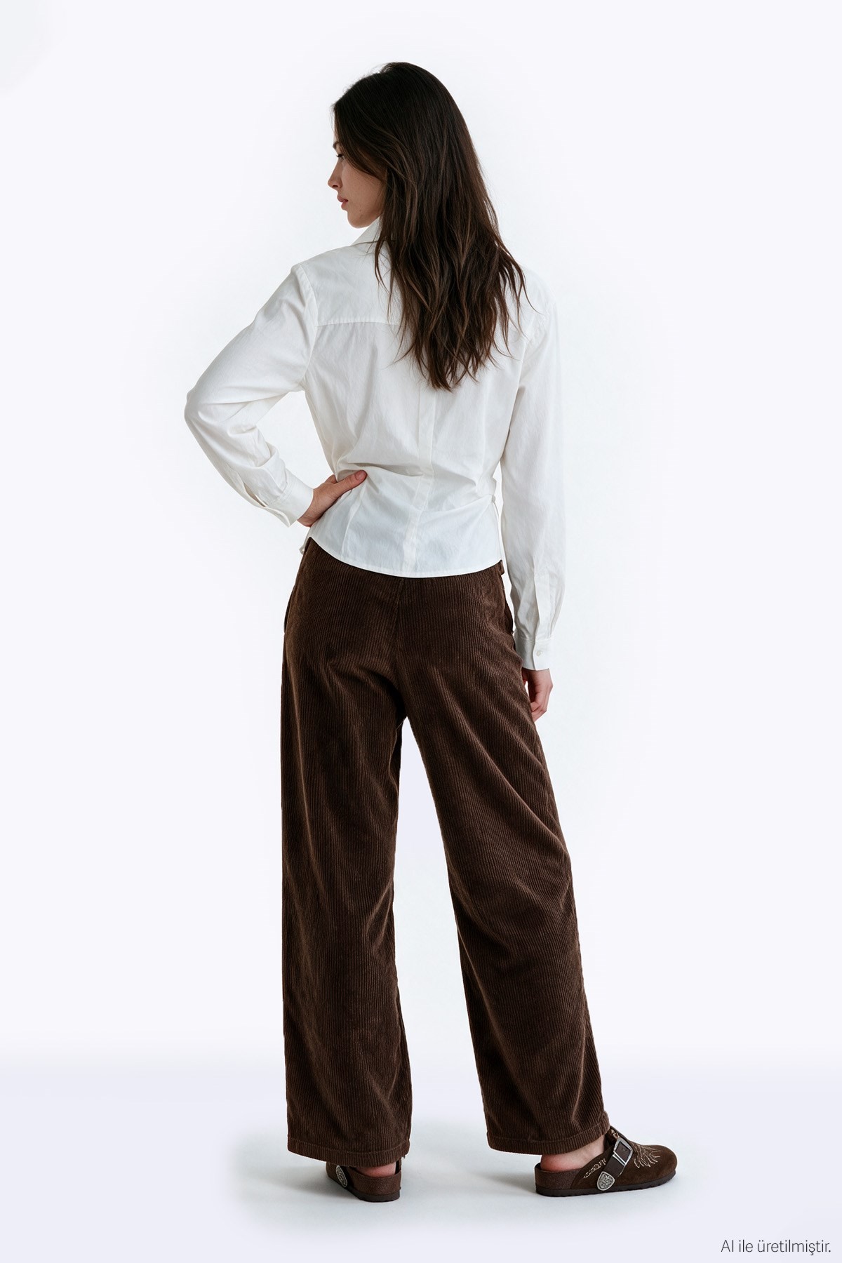 Quzu Elastic Waist Trousers Brown