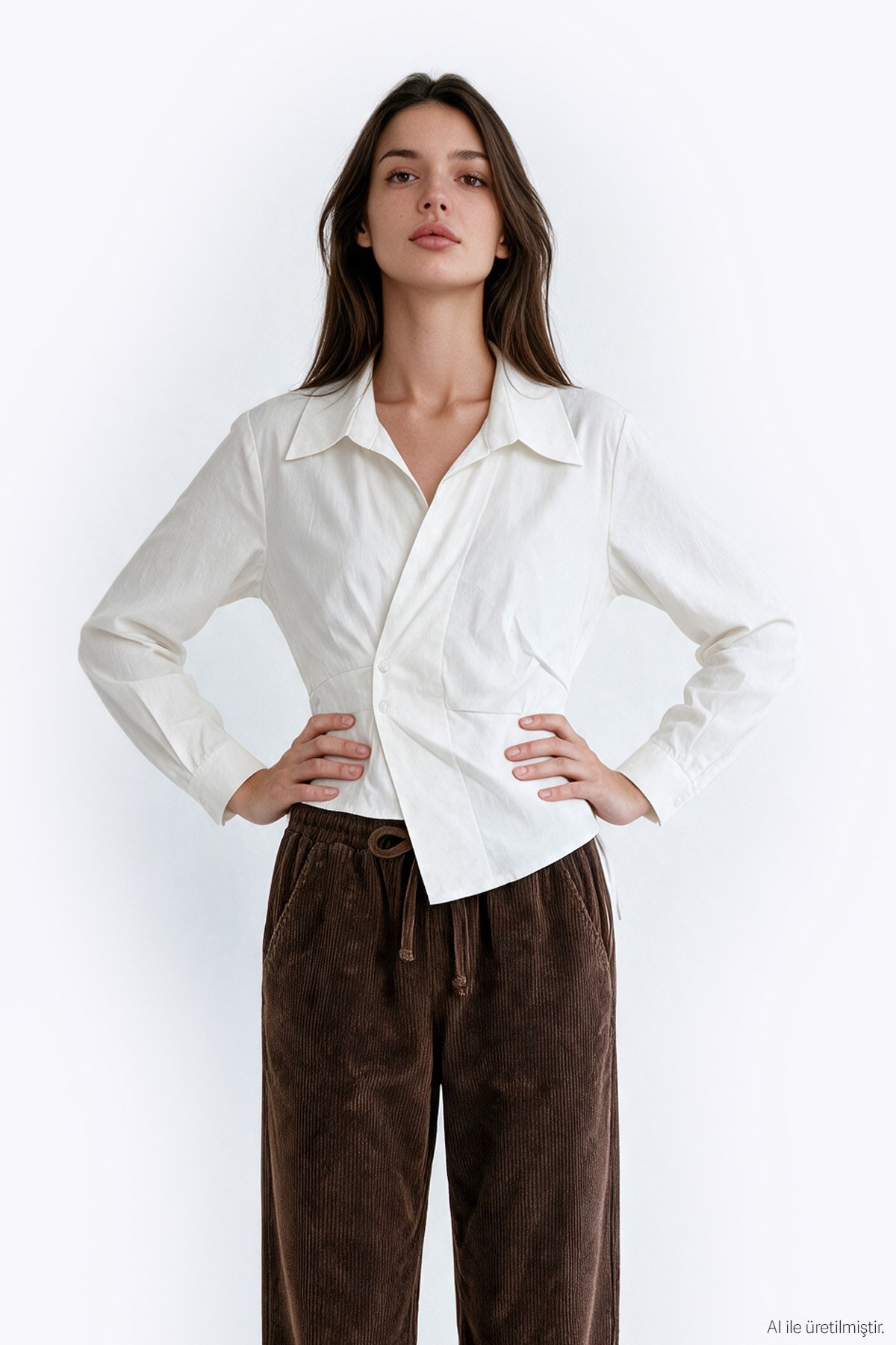 Quzu Elastic Waist Trousers Brown