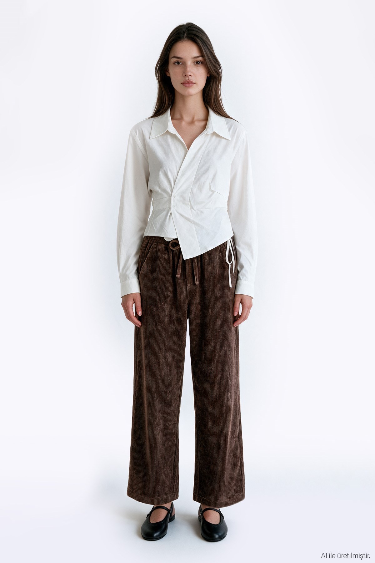 Quzu Elastic Waist Trousers Brown