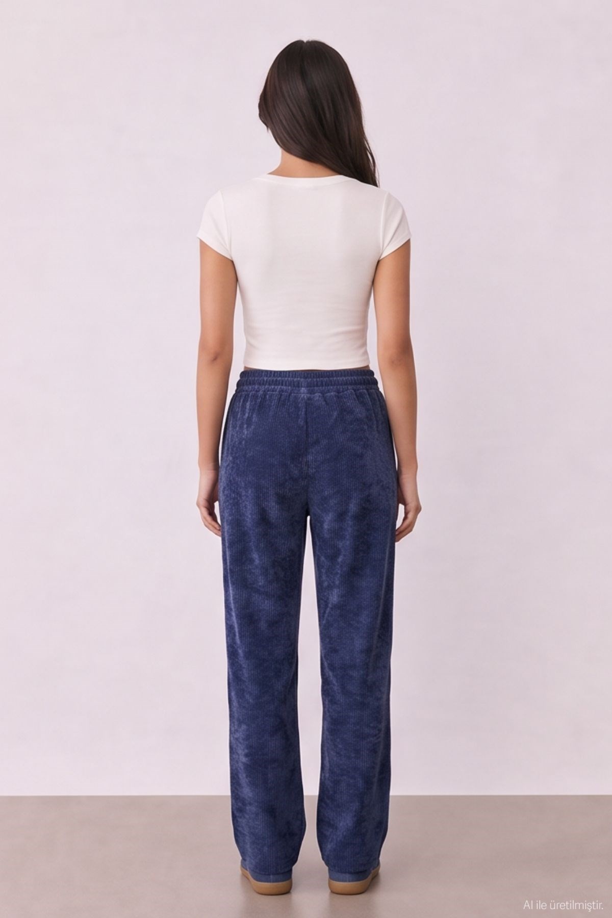 Quzu Elastic Waist Trousers Navy