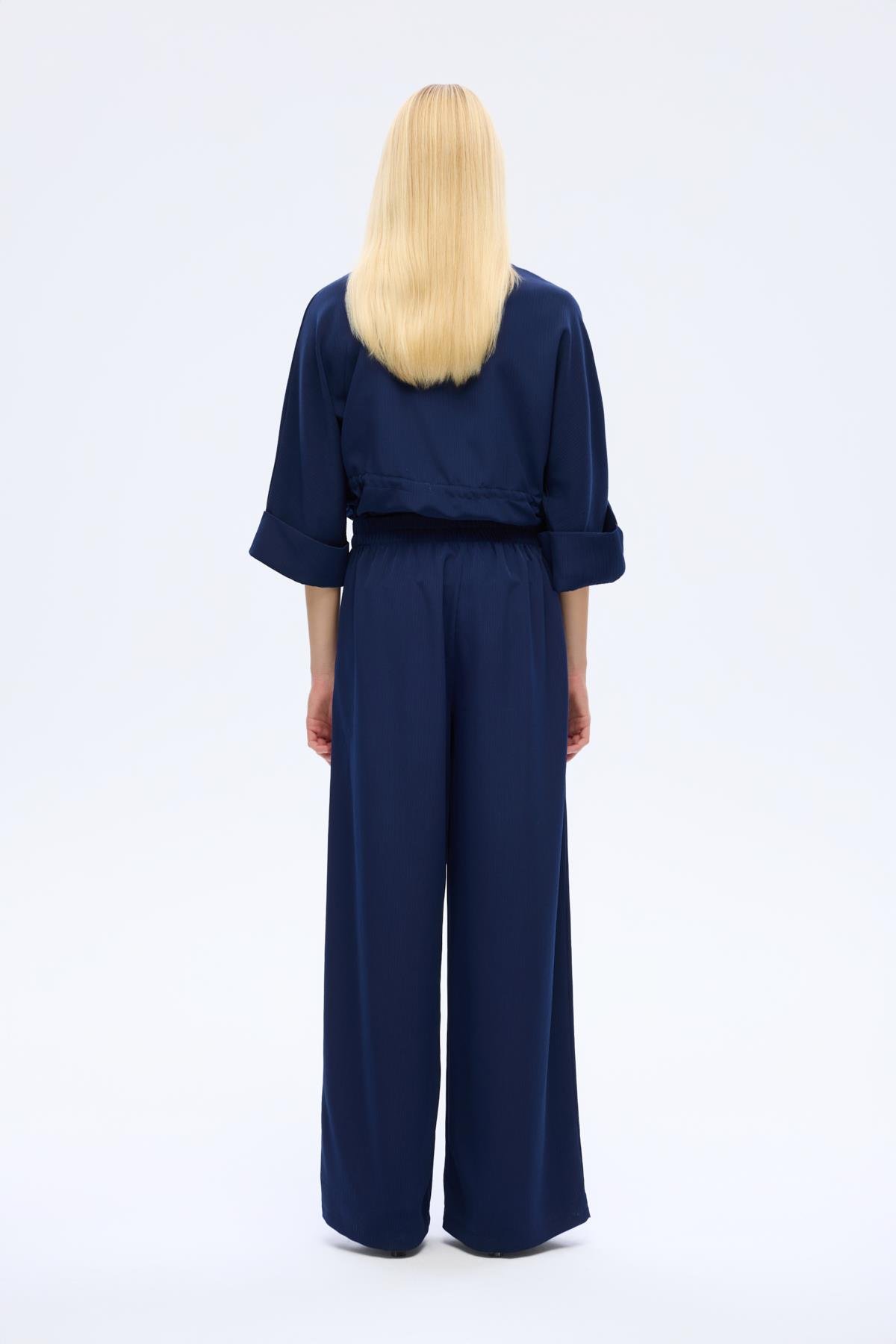 Quzu Beli Lastikli Pantolon Lacivert