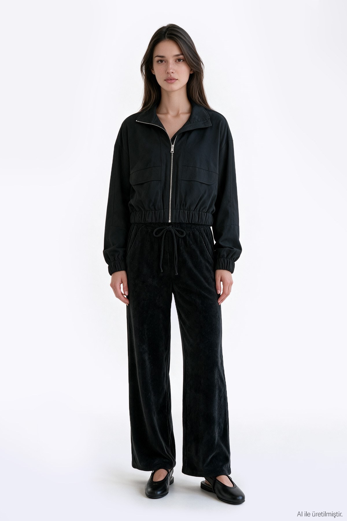 Quzu Elastic Waist Pants Black