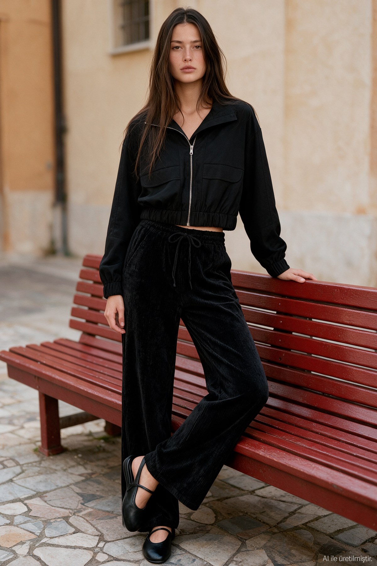 Quzu Elastic Waist Pants Black