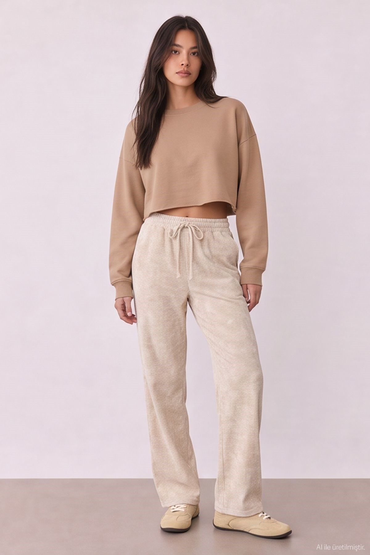 Quzu Elastic Waist Trousers Stone
