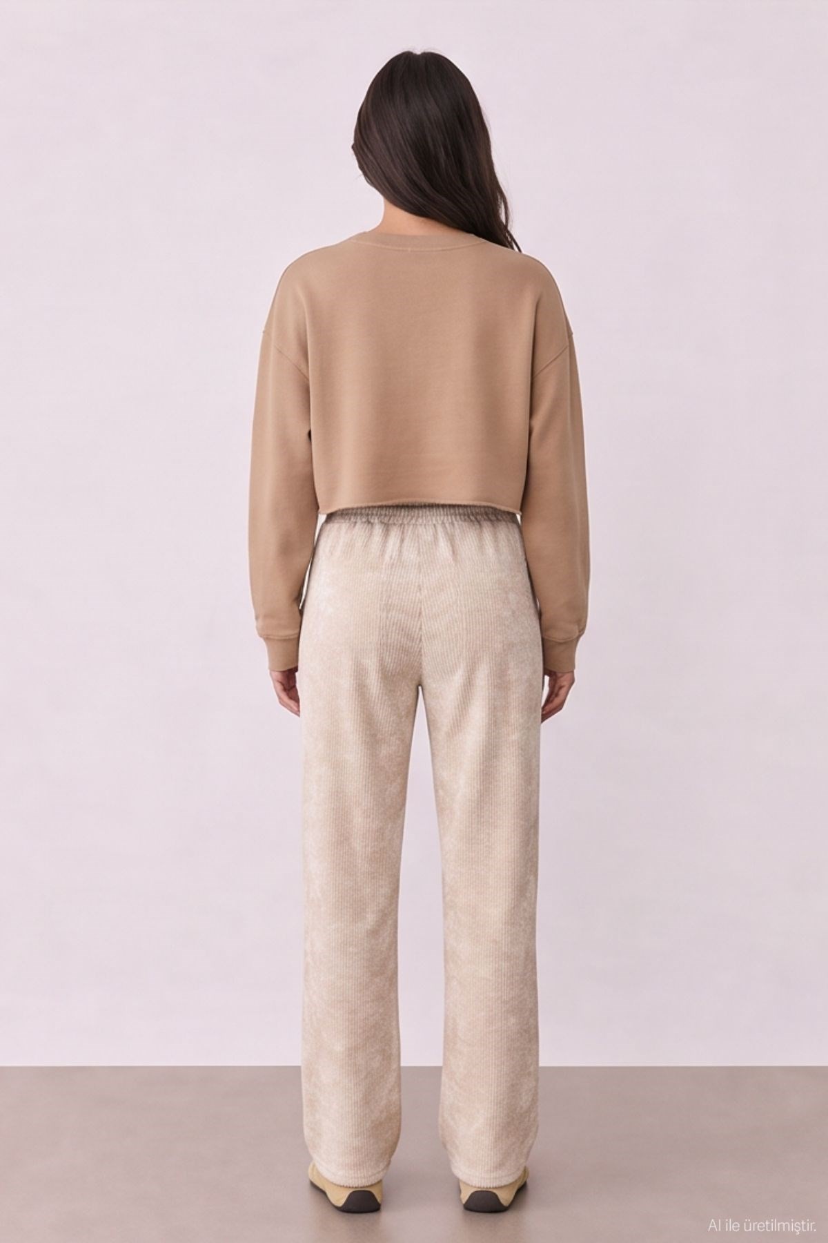 Quzu Elastic Waist Trousers Stone