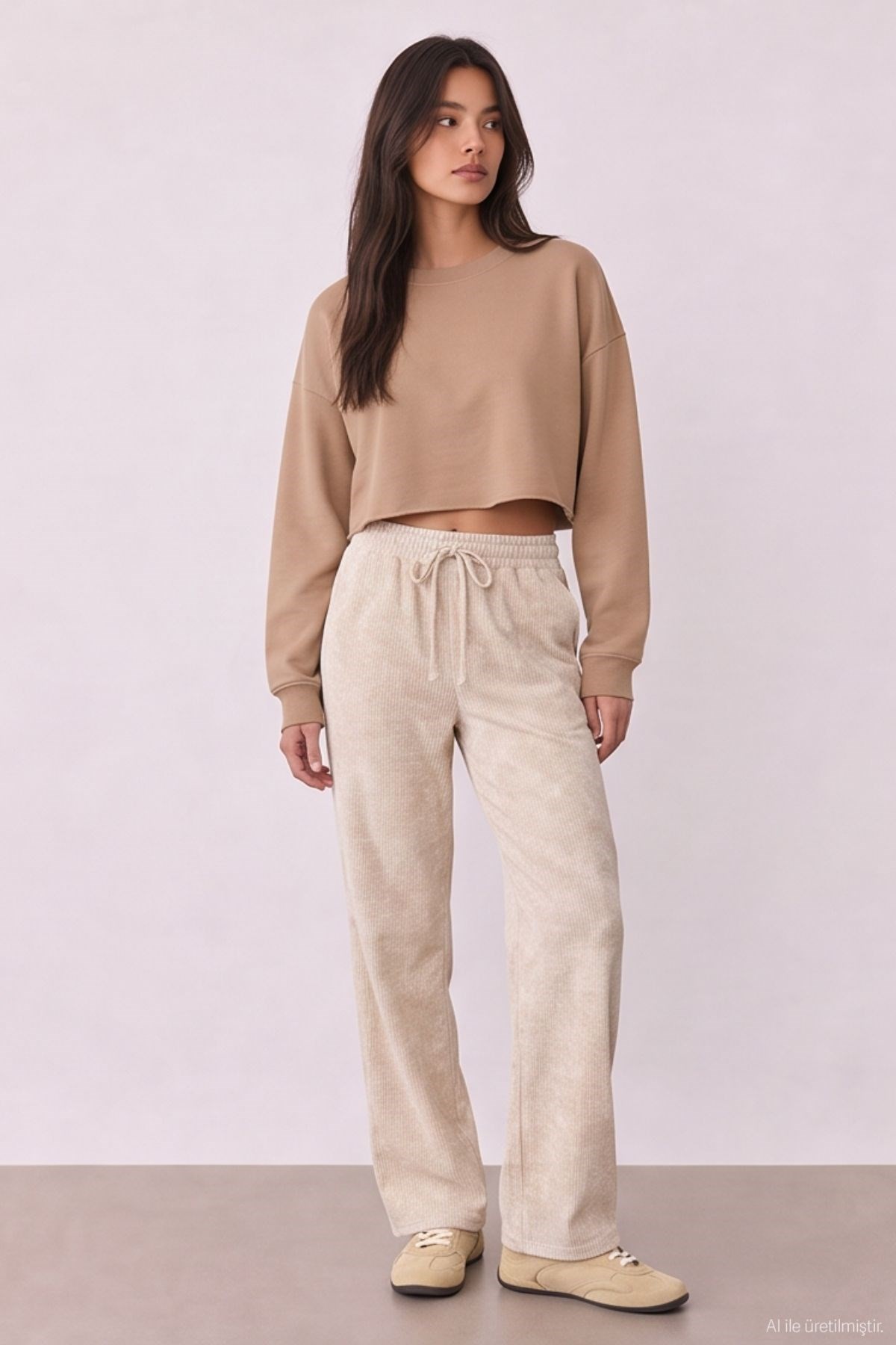 Quzu Elastic Waist Trousers Stone