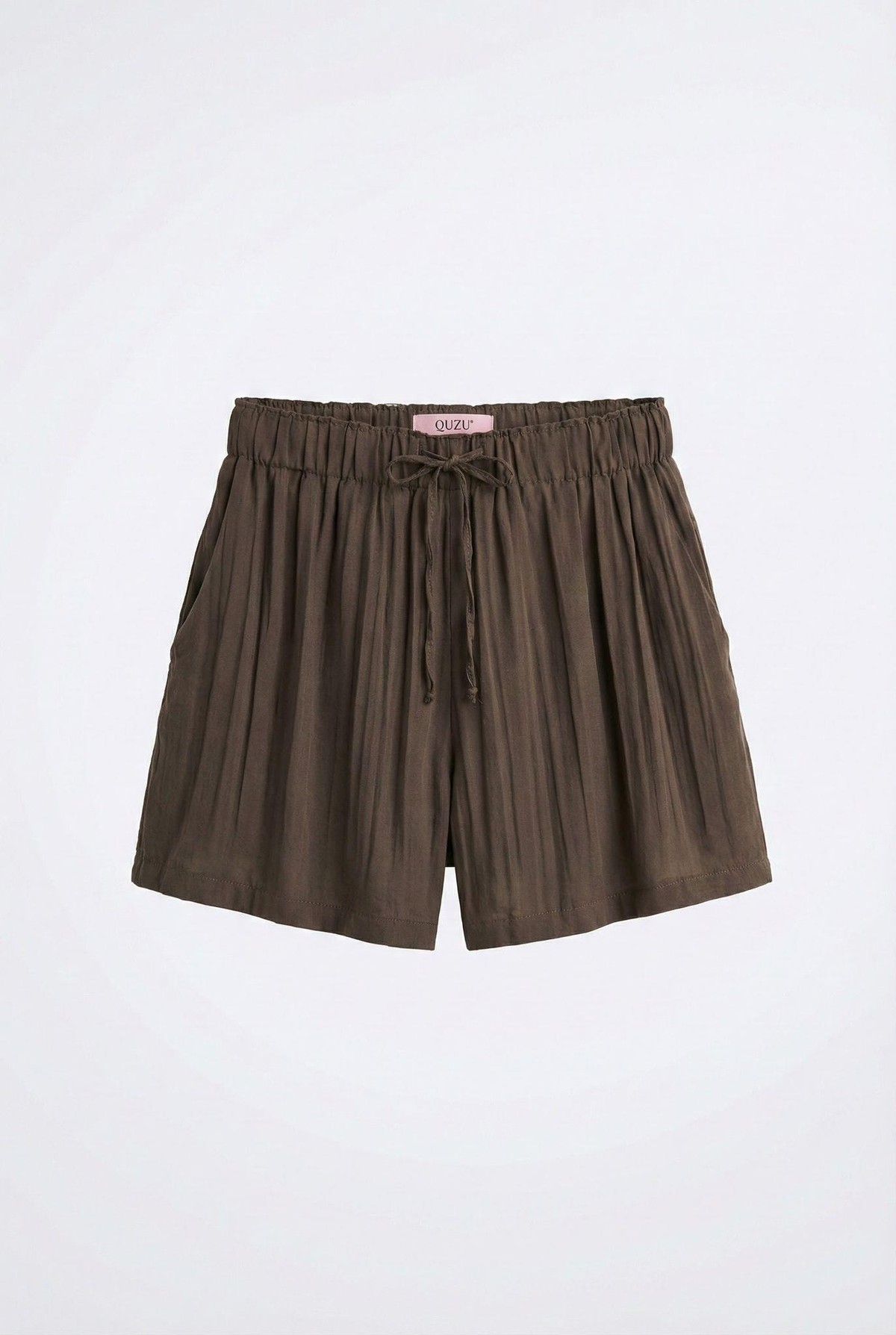 Quzu Beli Lastikli Şort Kahve