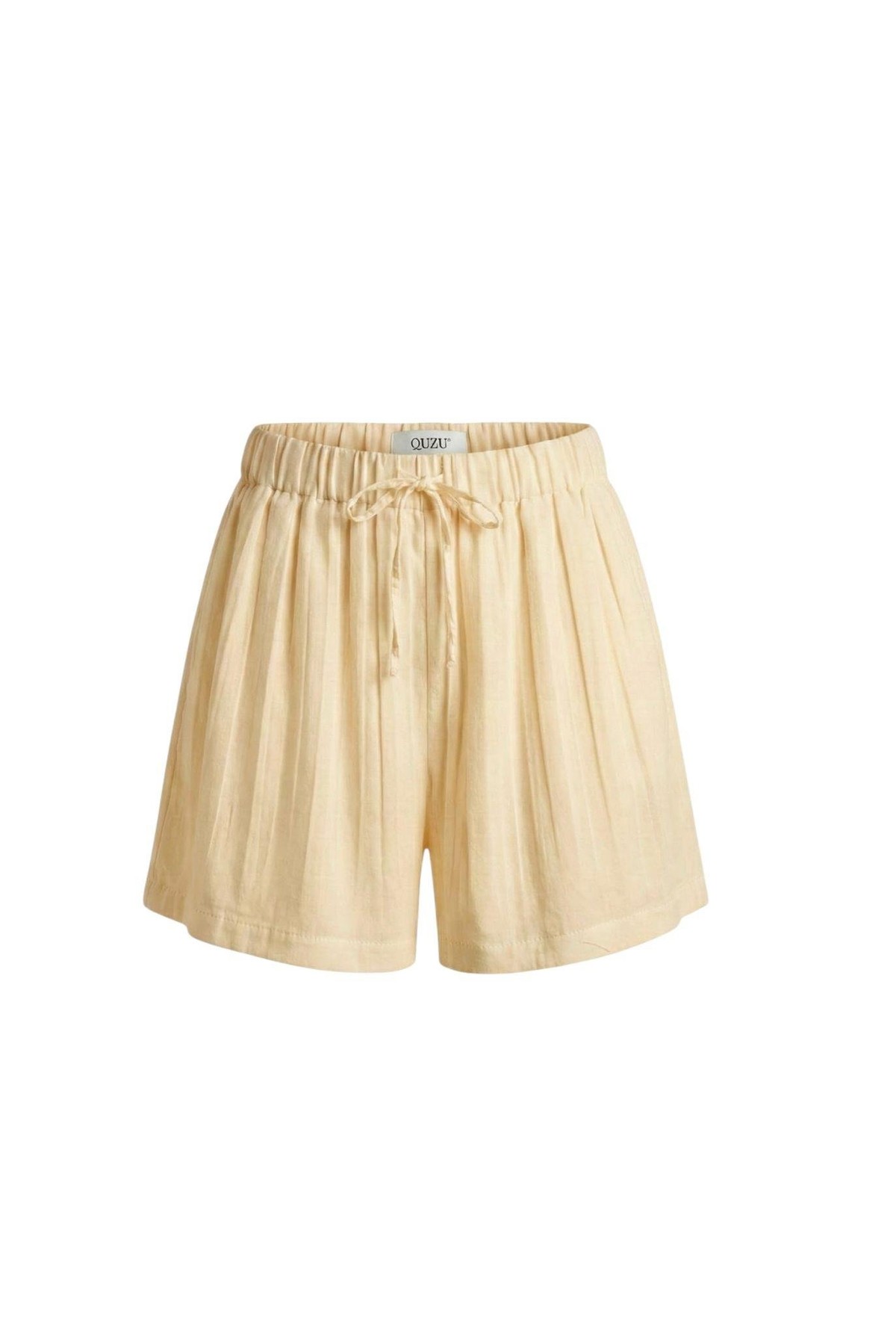 Quzu Beli Lastikli Şort Sarı