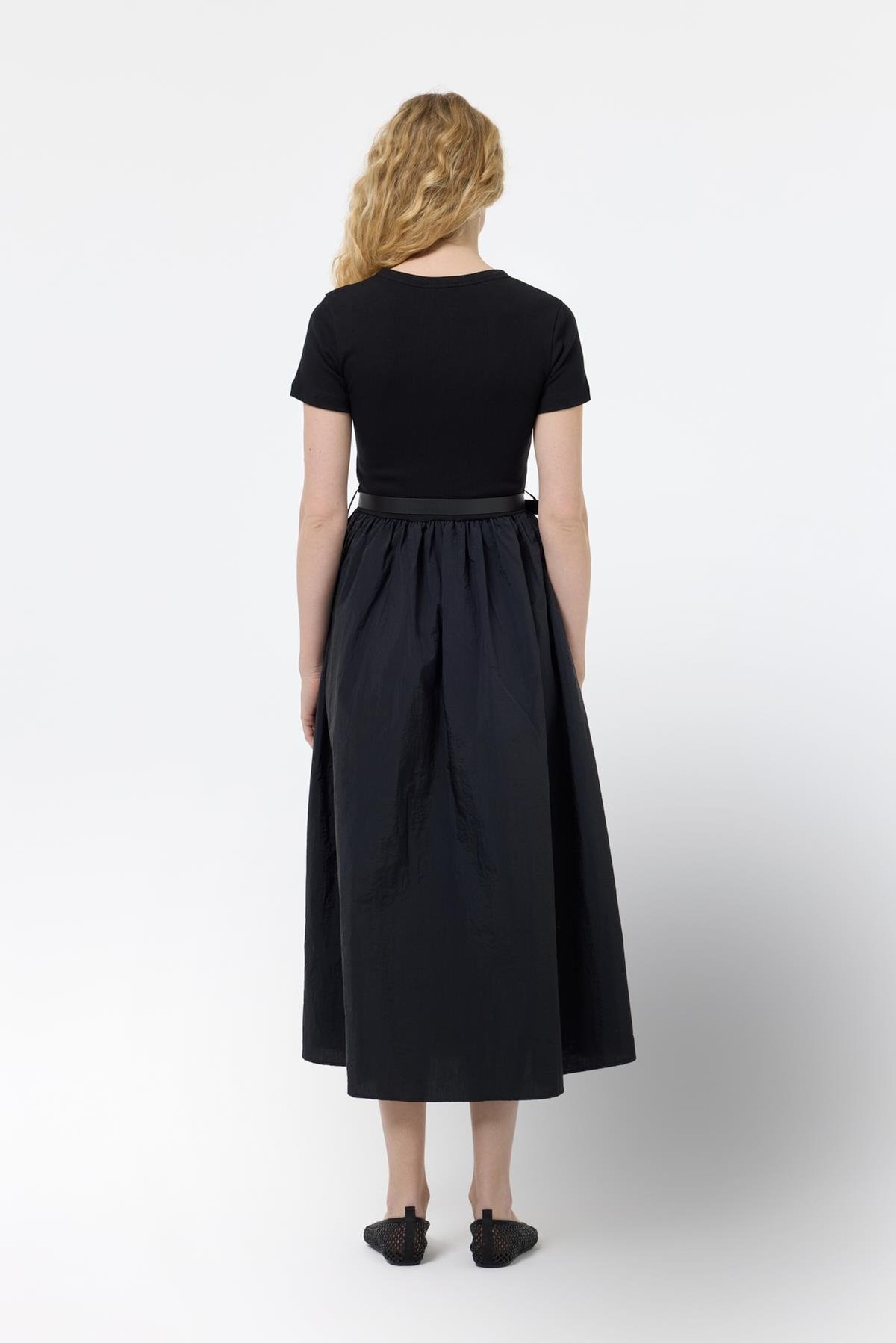 Quzu Bisiklet Yaka Matchli Elbise Siyah