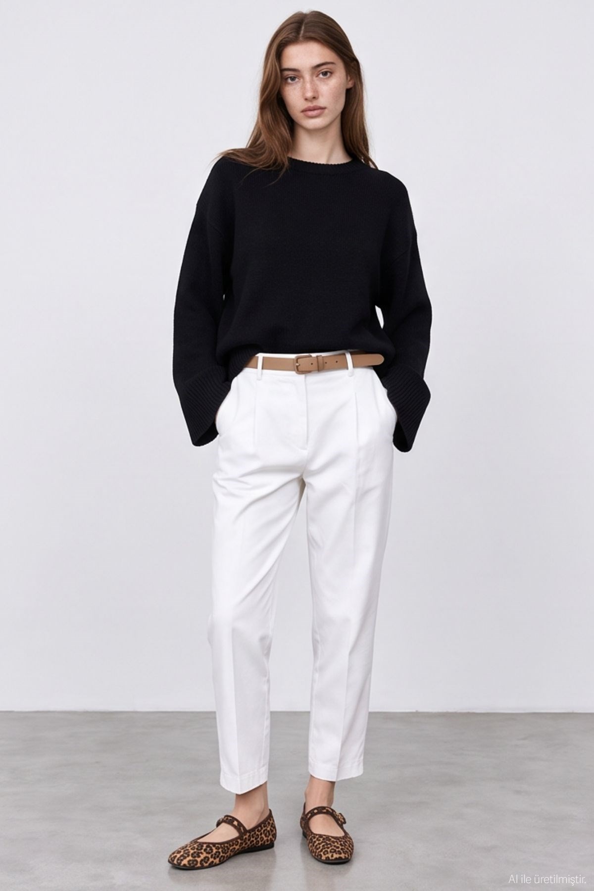 Quzu Bisiklet Yaka Oversize Triko Siyah