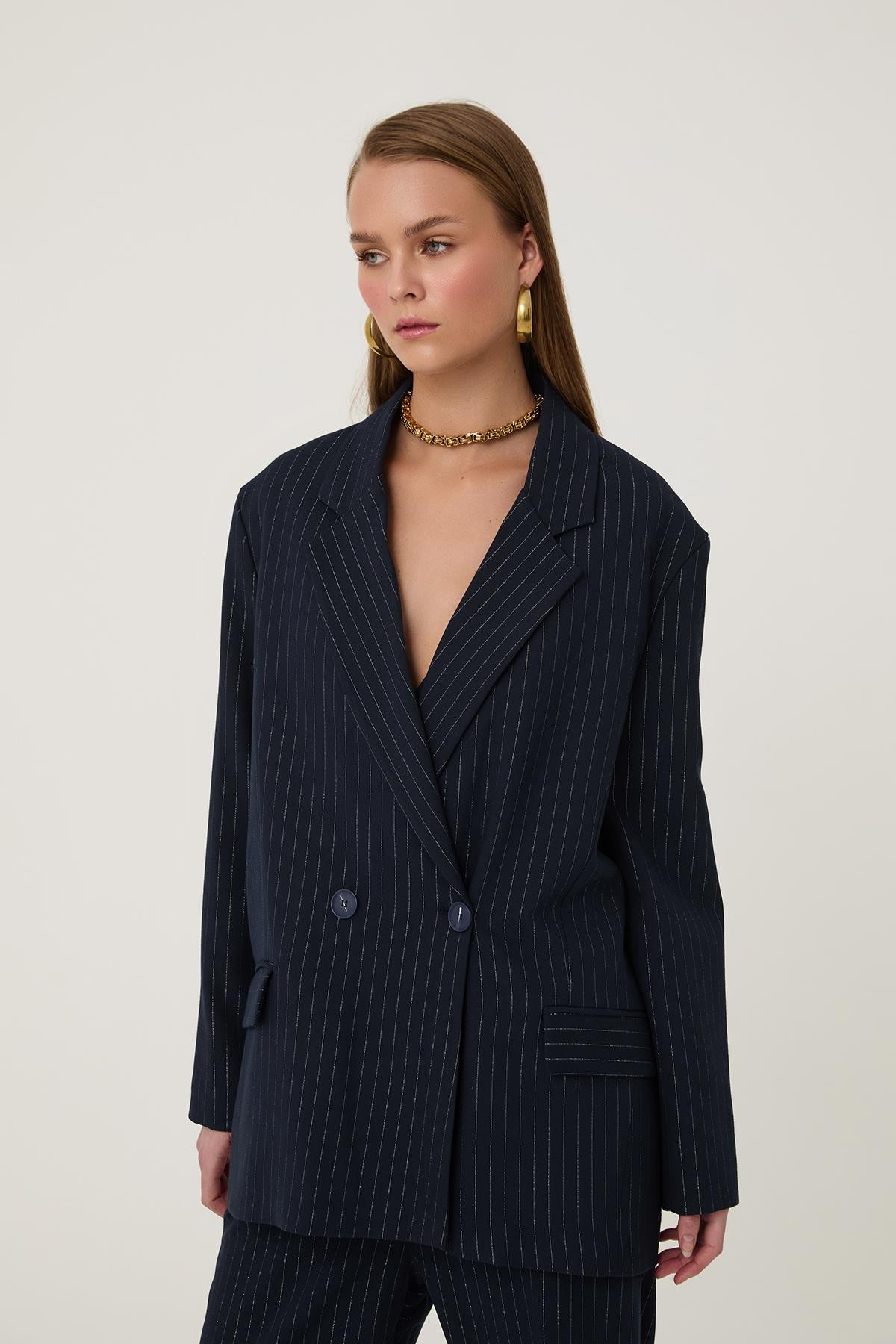 Quzu Blazer Ceket Lacivert