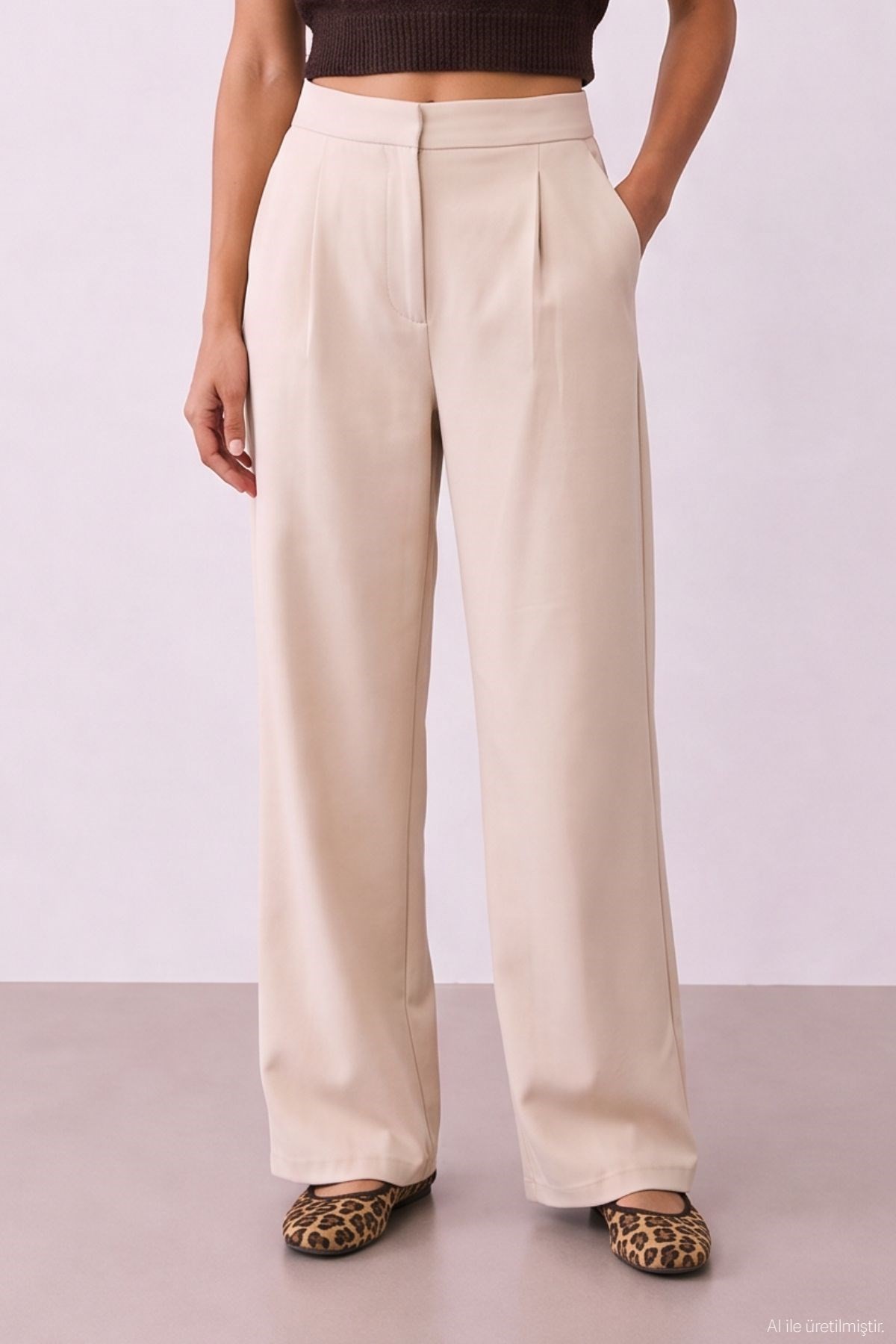 Quzu Wide Leg Pants Beige