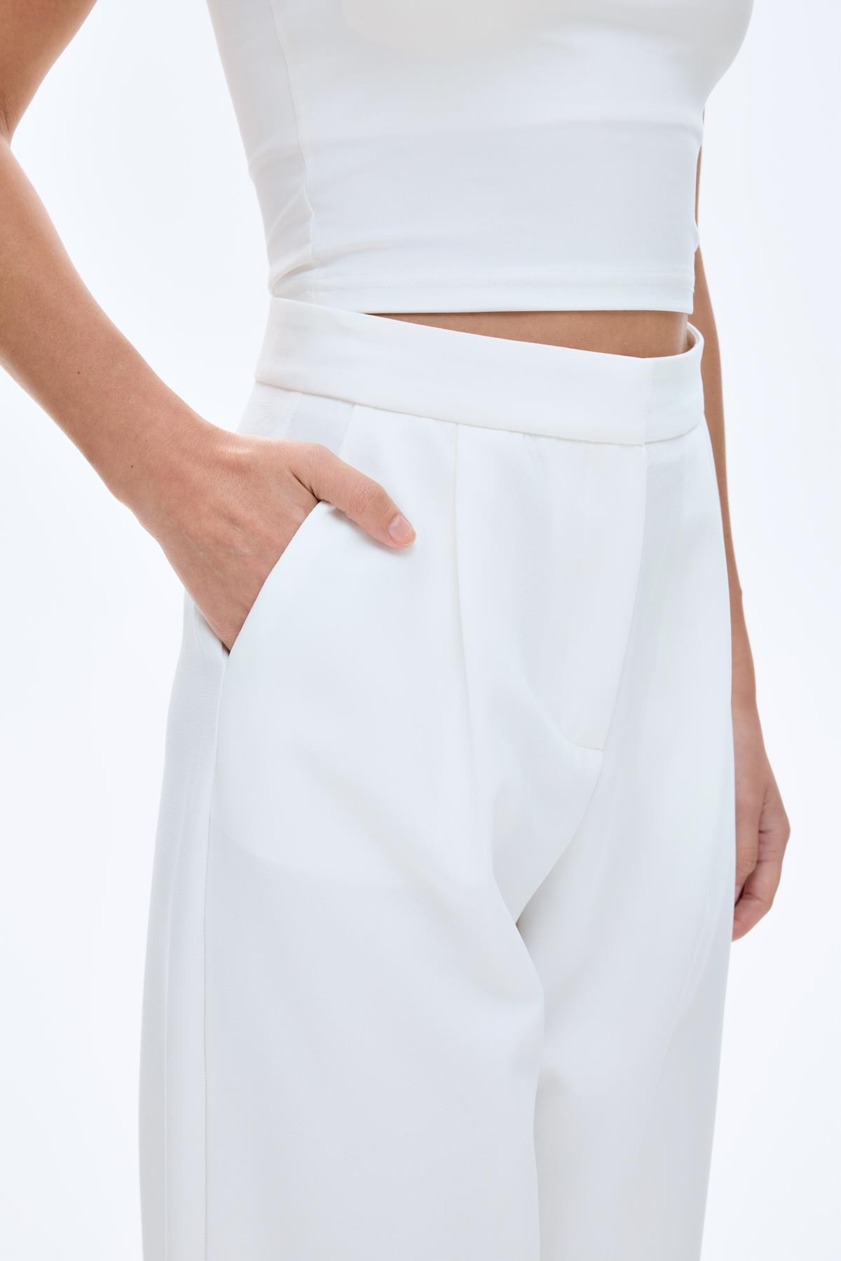 Quzu Bol Paça Pantolon Ekru