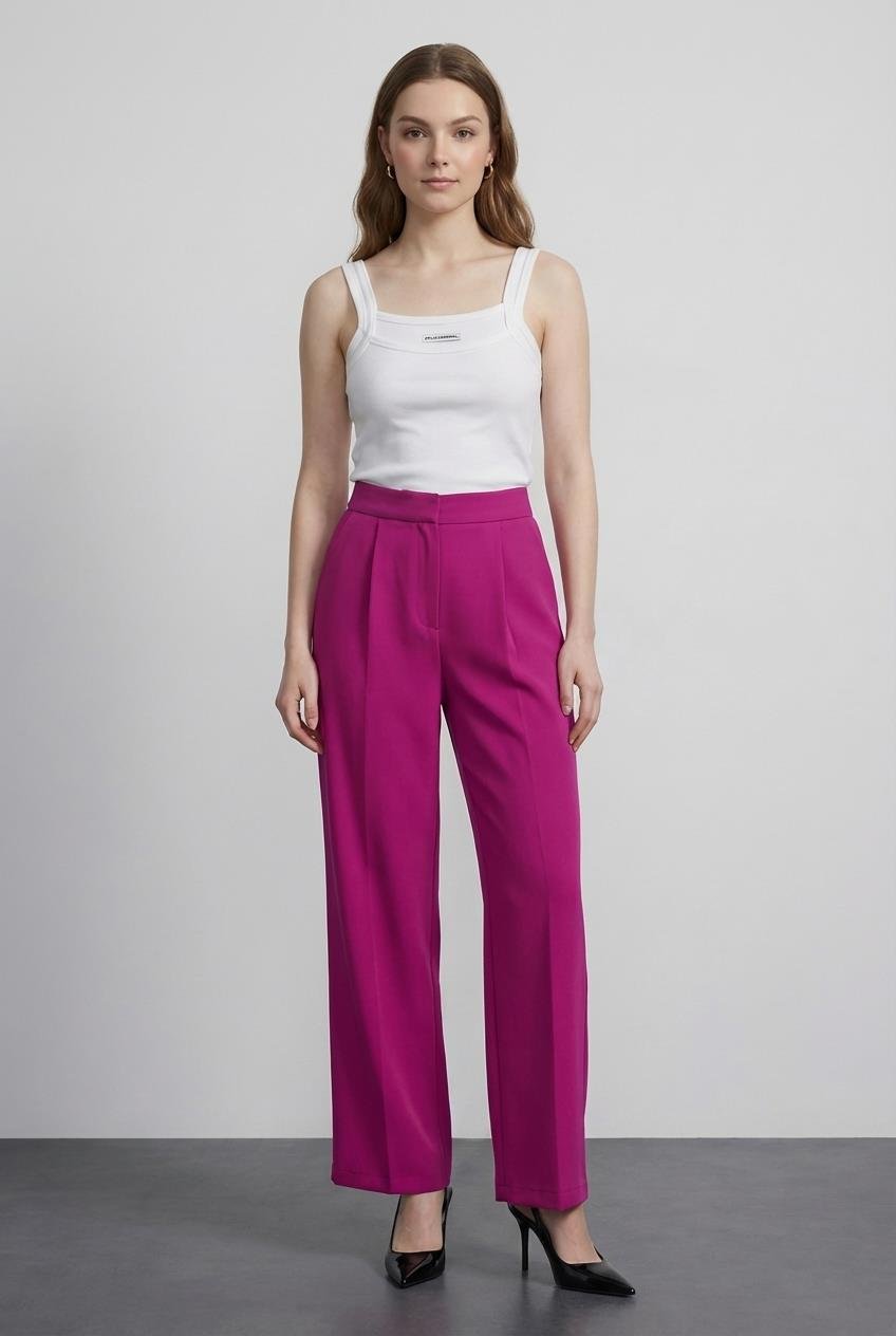 Quzu Bol Paça Pantolon Fuşya