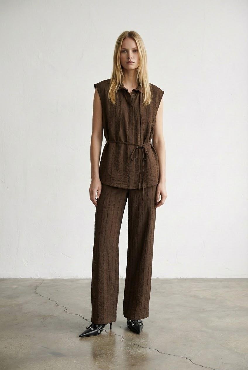 Quzu Bol Paça Pantolon Kahve