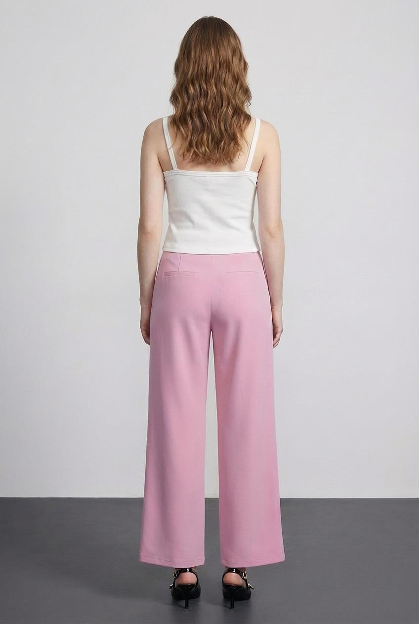 Quzu Bol Paça Pantolon Pembe