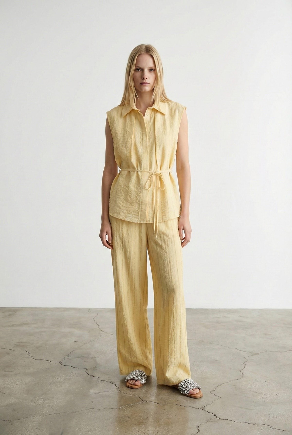 Quzu Bol Paça Pantolon Sarı