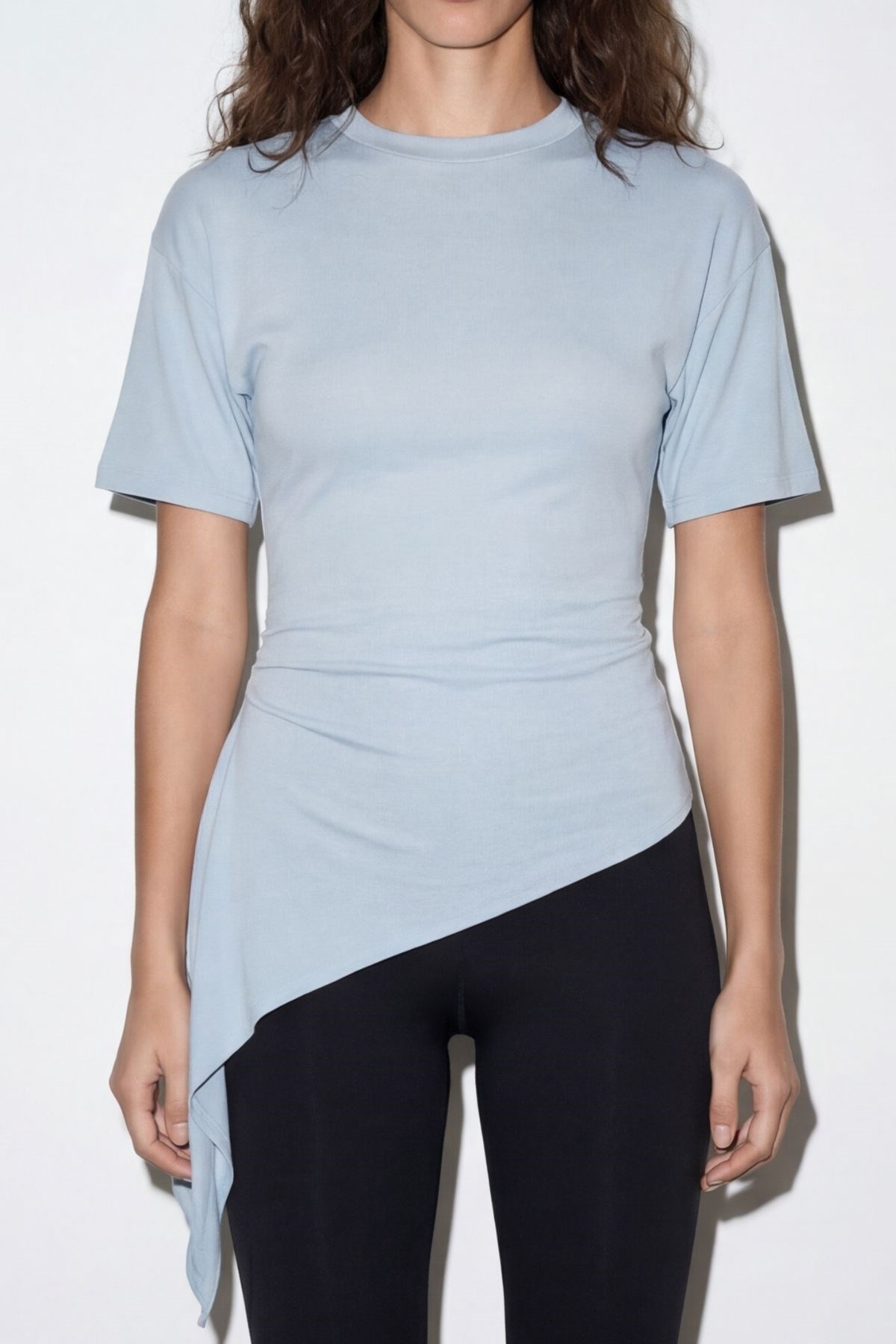 Quzu Büzgü Detaylı T-shirt Mavi