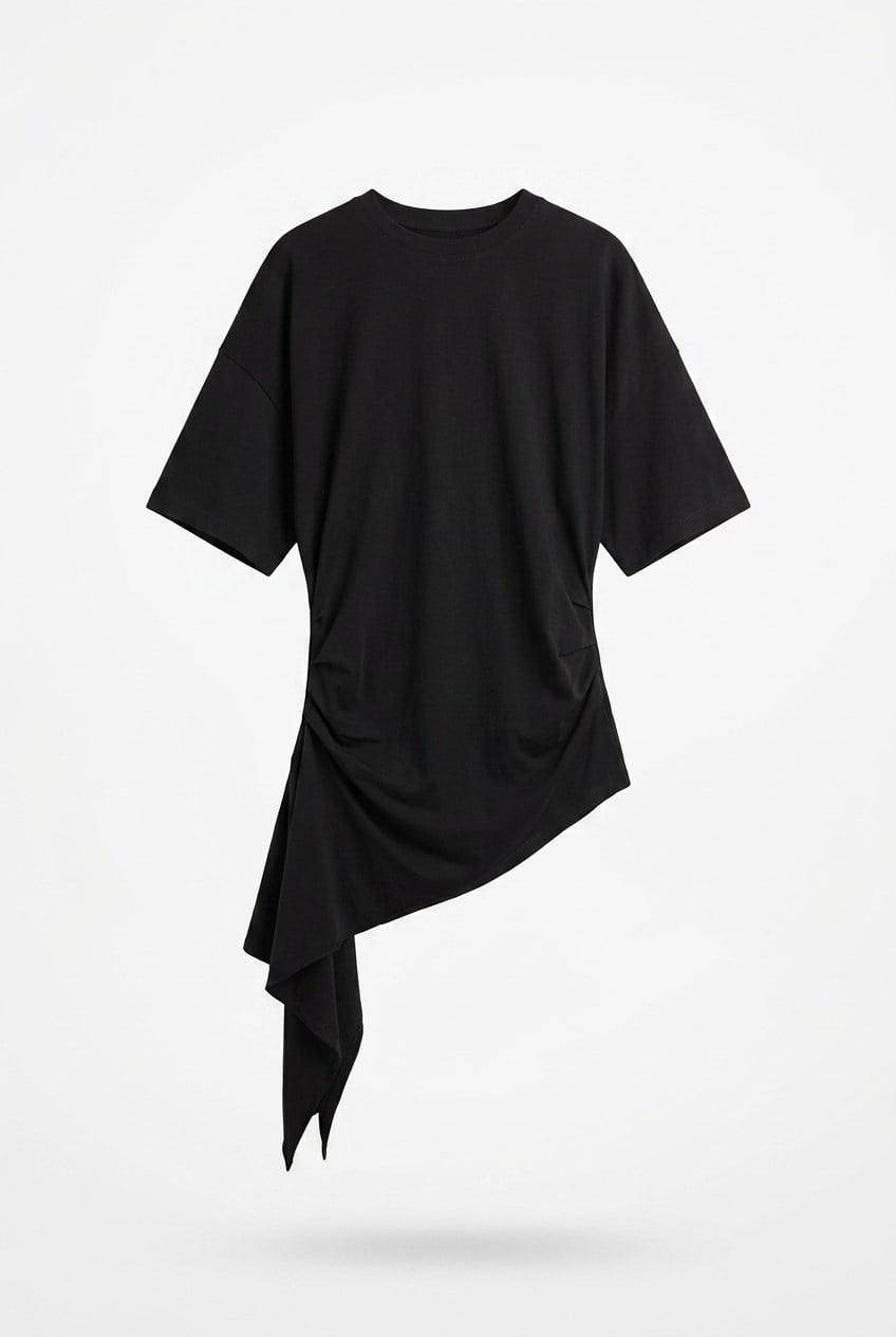 Quzu Büzgü Detaylı T-shirt Siyah