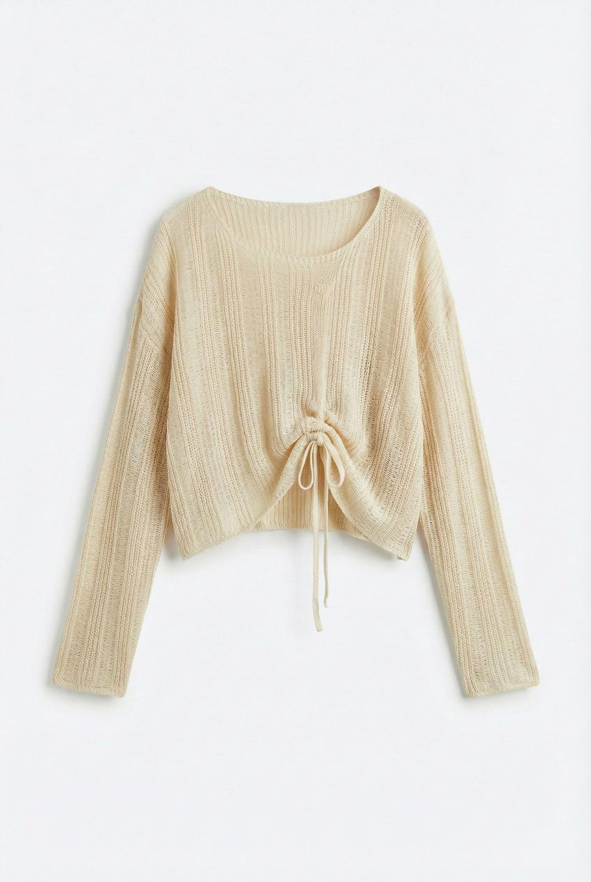 Quzu Büzgü Detaylı Triko Krem