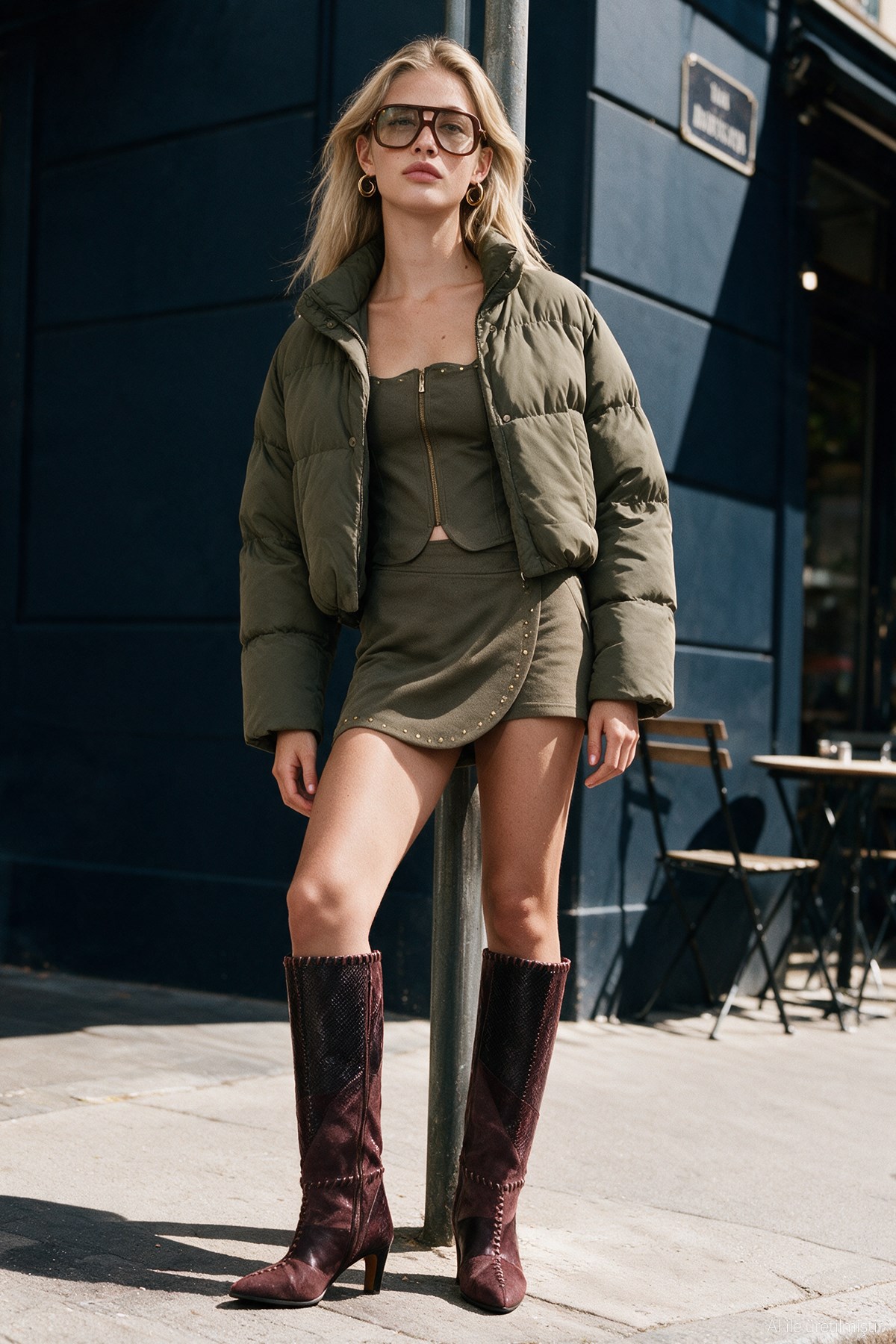 Quzu Cep Detaylı Şişme Mont Haki