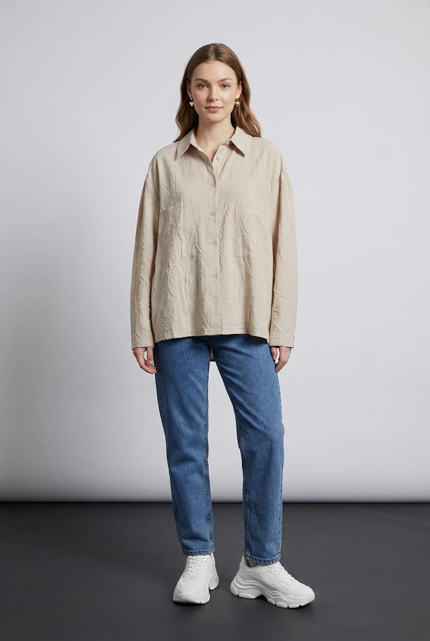 Quzu Cepli Gömlek Bej