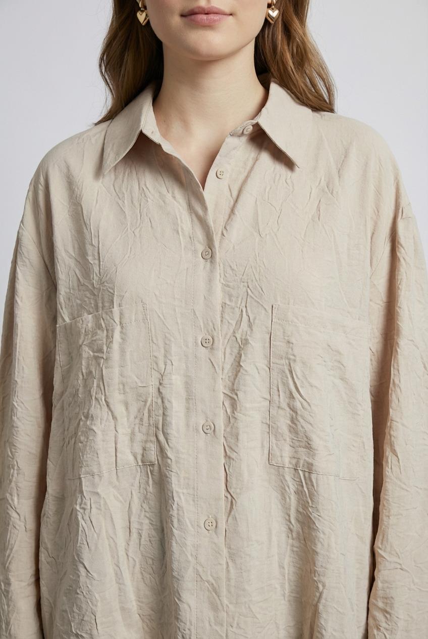Quzu Cepli Gömlek Bej