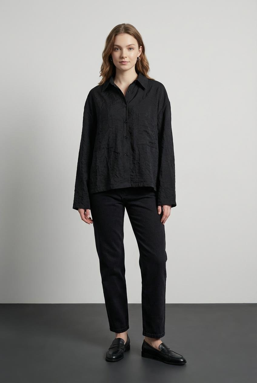 Quzu Cepli Gömlek Siyah