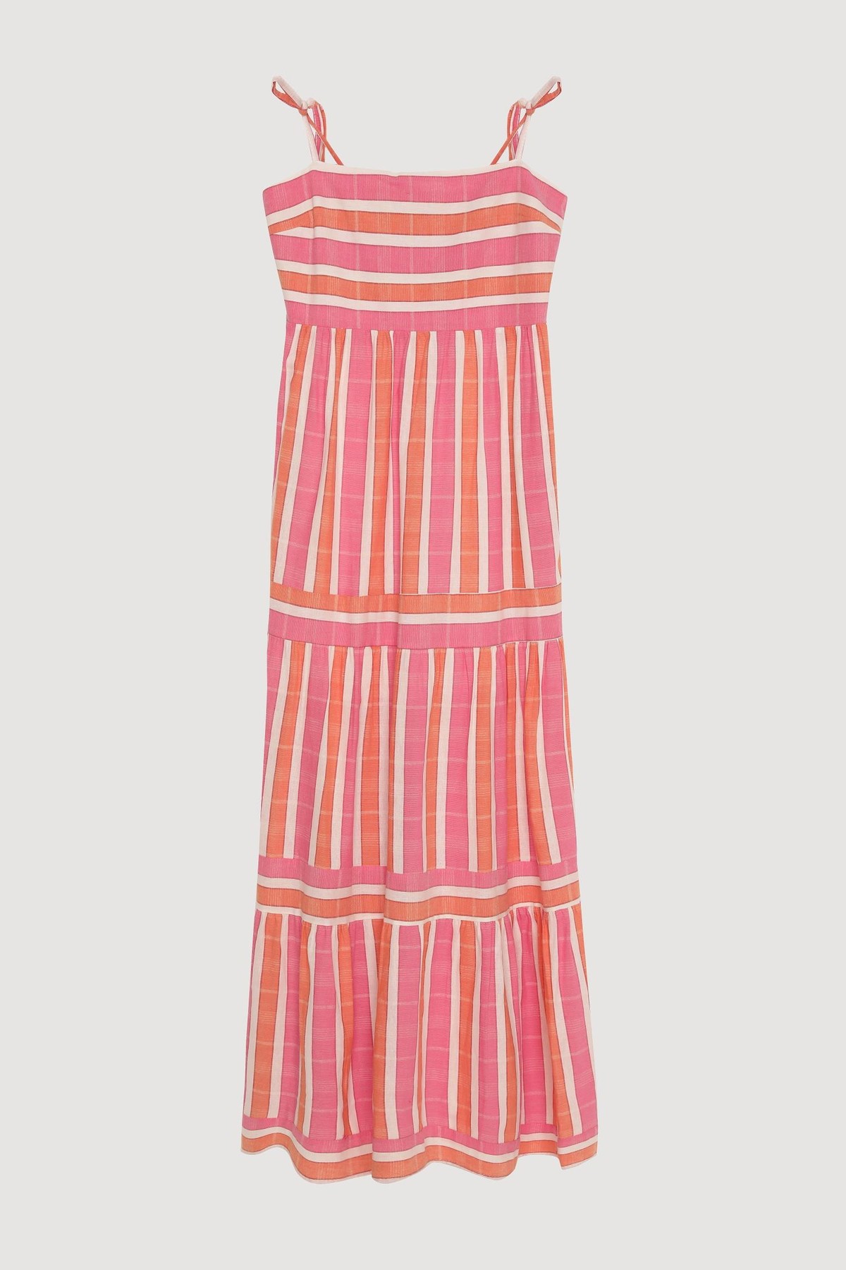 Quzu Çizgili Elbise Pembe