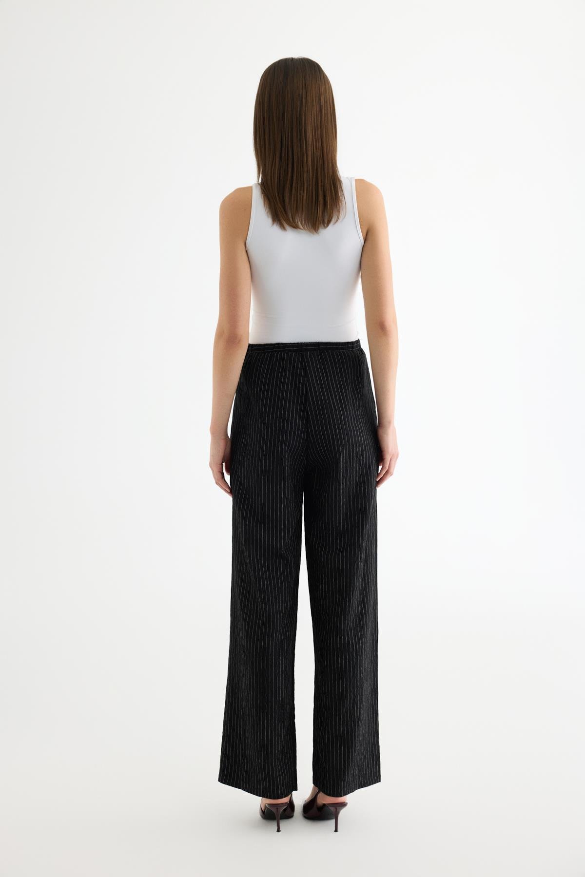 Quzu Çizgili Pantolon Siyah